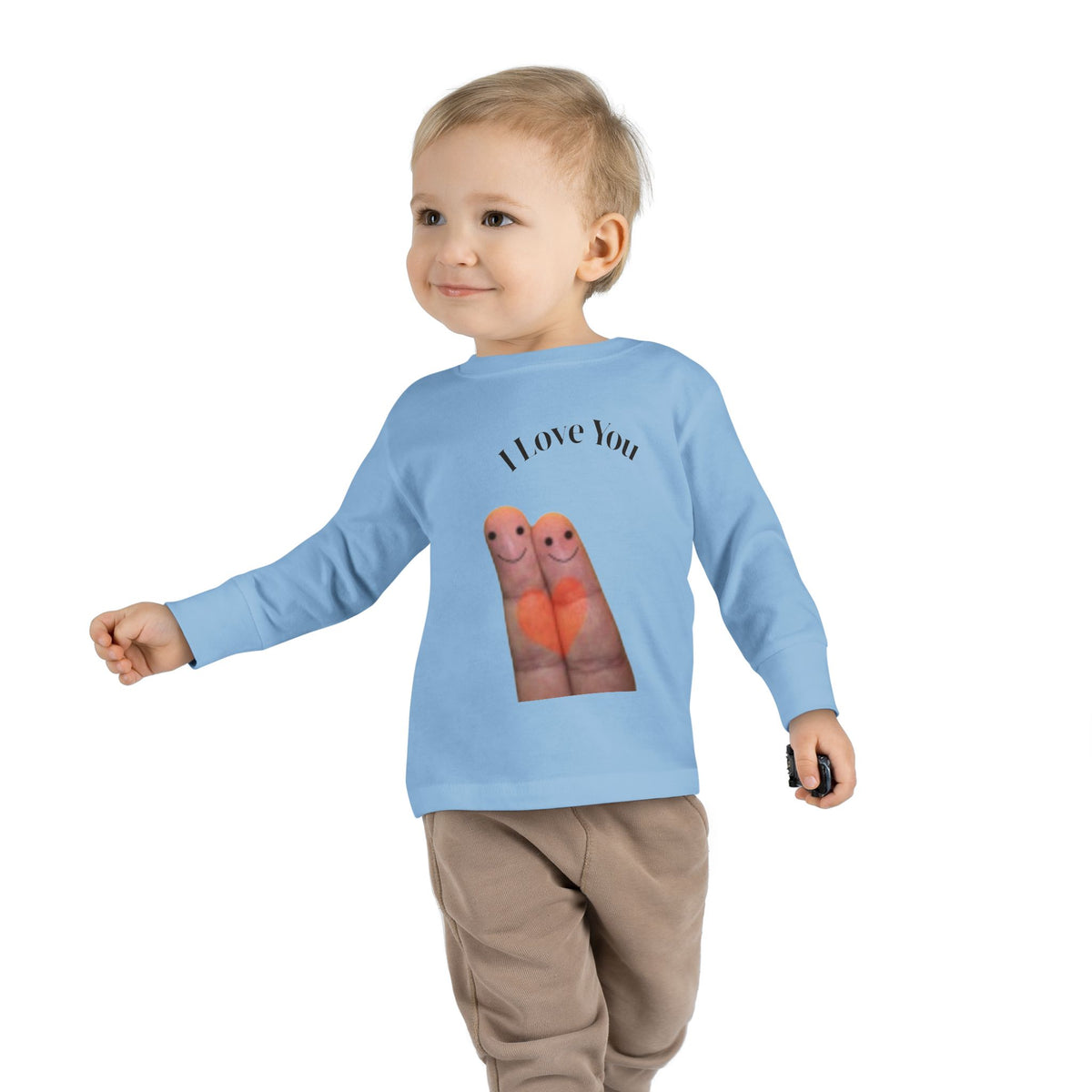 Toddler Tee — Cute Finger Friends I Love You Graphic Long-Sleeve Shirt