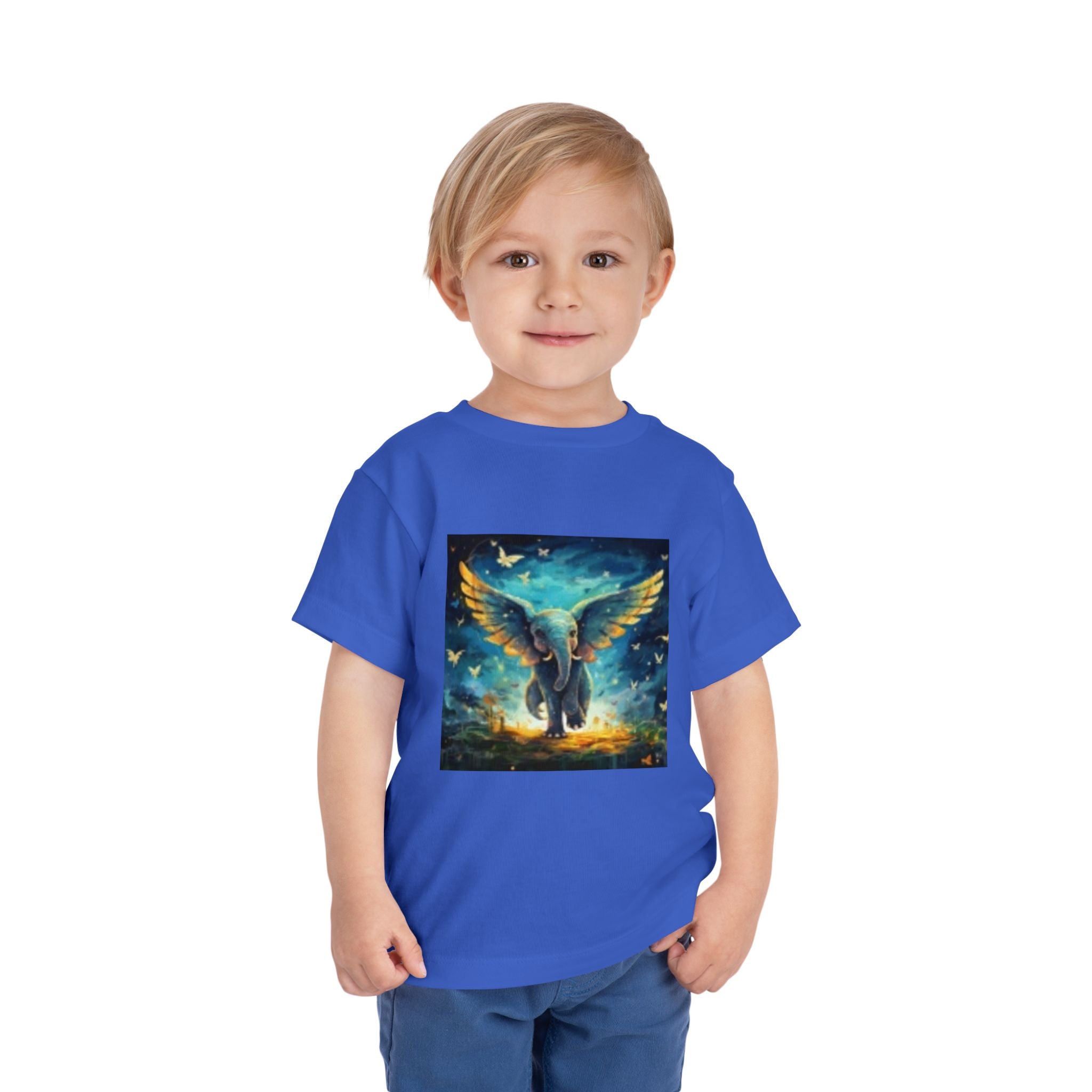 Toddler Tee — Angelic Flying Elephant Graphic Kids Shirt