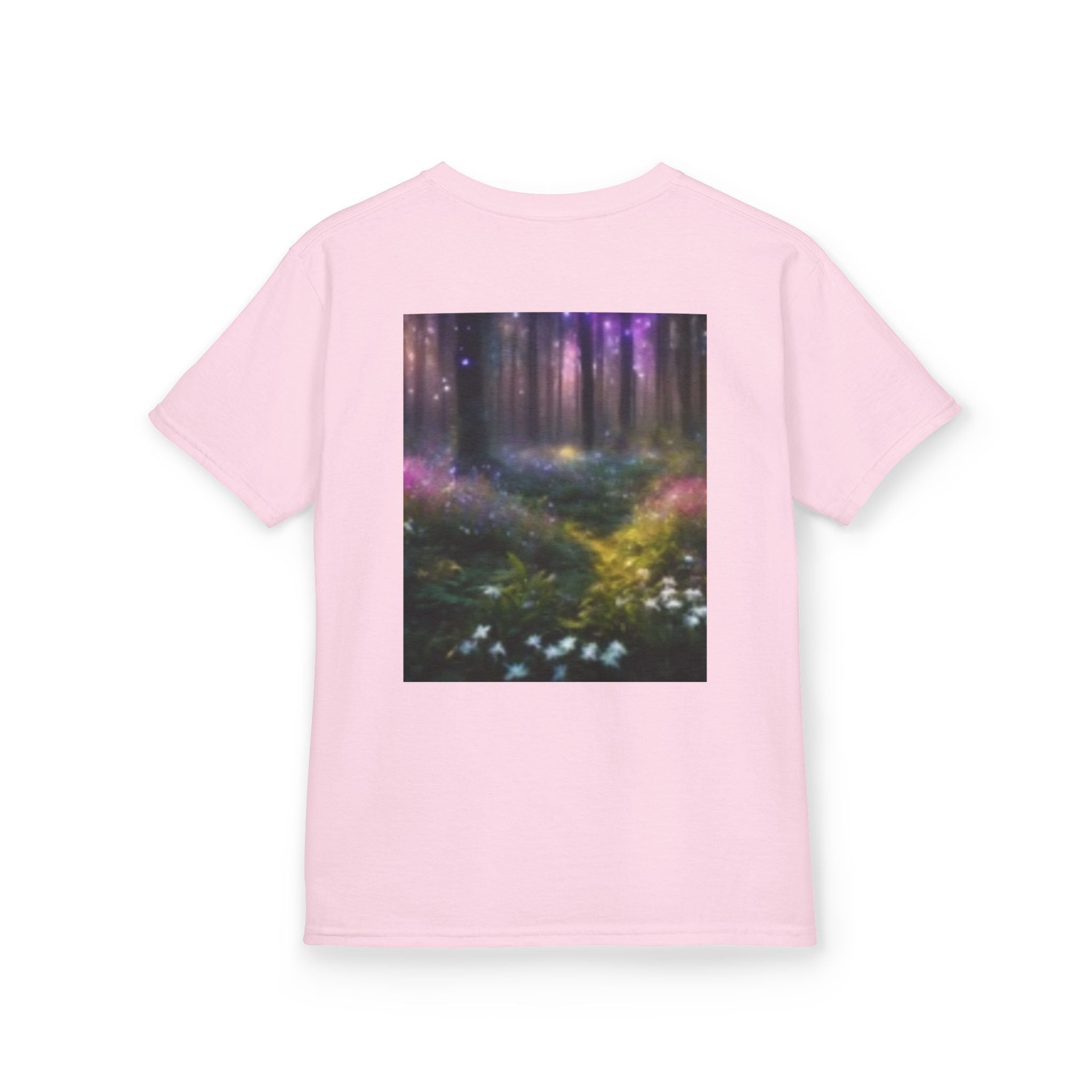 Kids T-shirt— Cute Frankenstein Face Front & Enchanted Forest Back