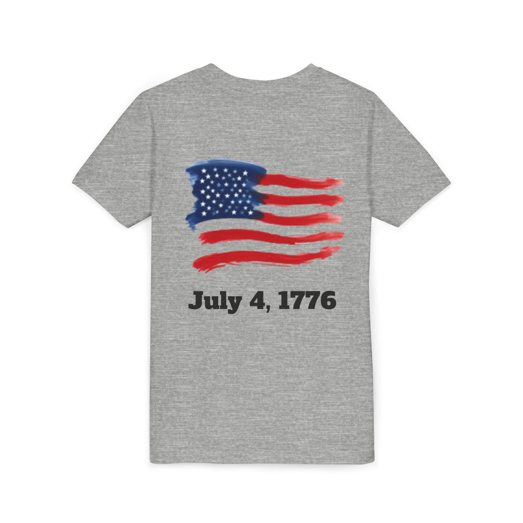 Youth T-shirt — Watercolor Rainbow & Paint Stroke American Flag Kids Shirt