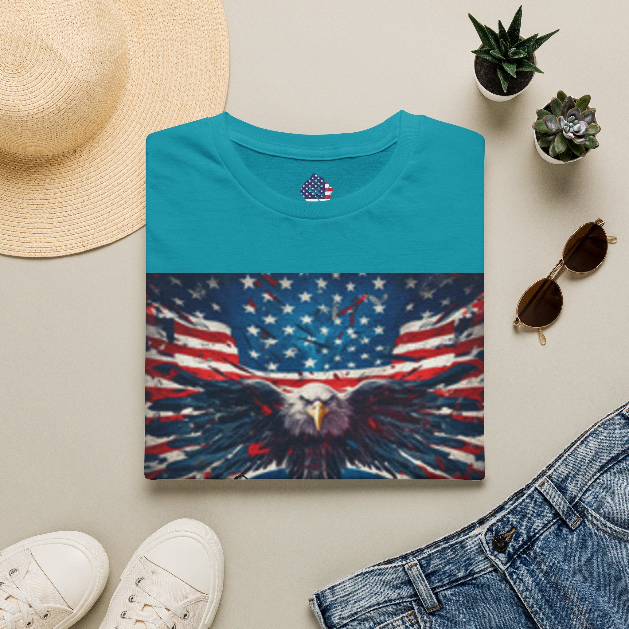 Patriotic Eagle T-Shirt — American Flag Bald Eagle I Love America!