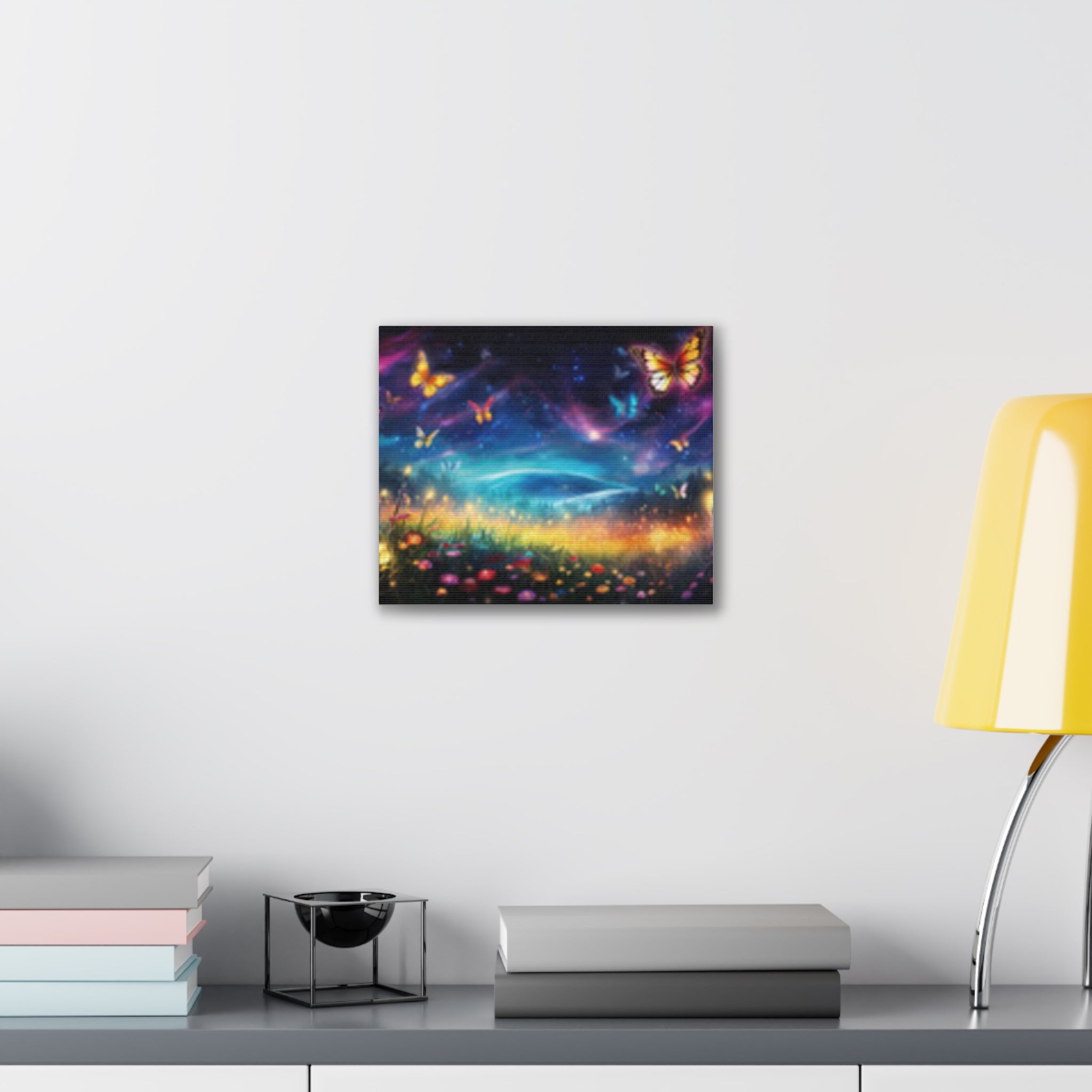 Butterfly Dreamscape Canvas Print — Fantasy Night Meadow Wall Art