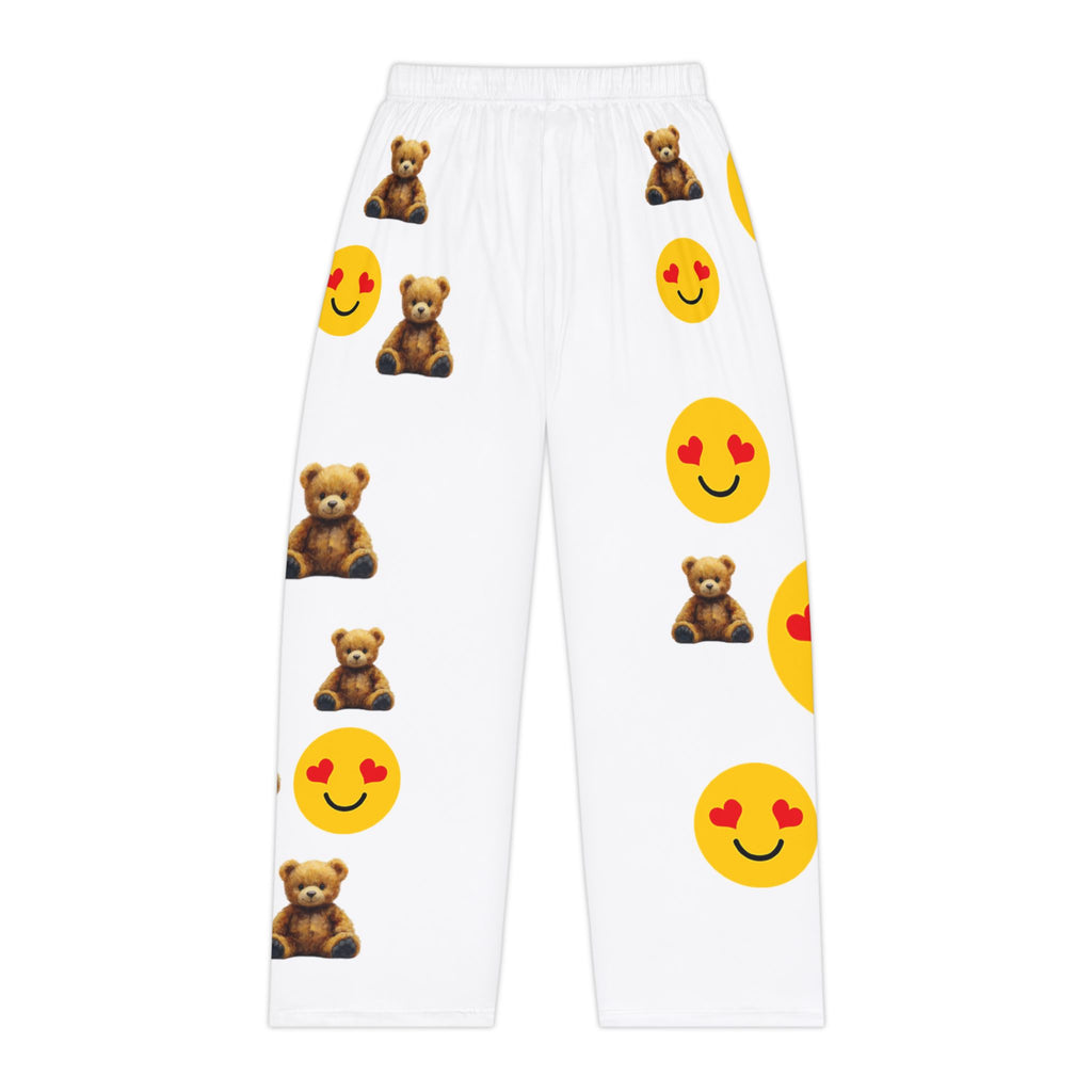 Teddy Bear & Heart Eyes Emoji Women's Pajama Pants — Cozy Printed Lounge Sleepwear