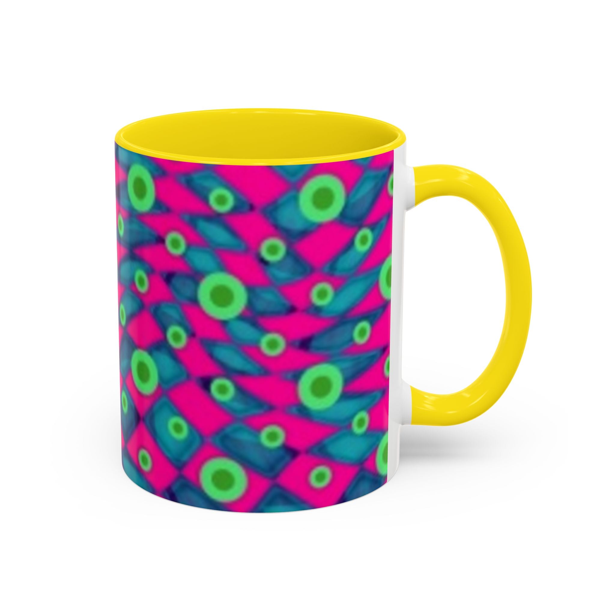 Abstract Neon Pattern Coffee Mug — Vibrant Retro Geometric Accent Mug (11/15oz)