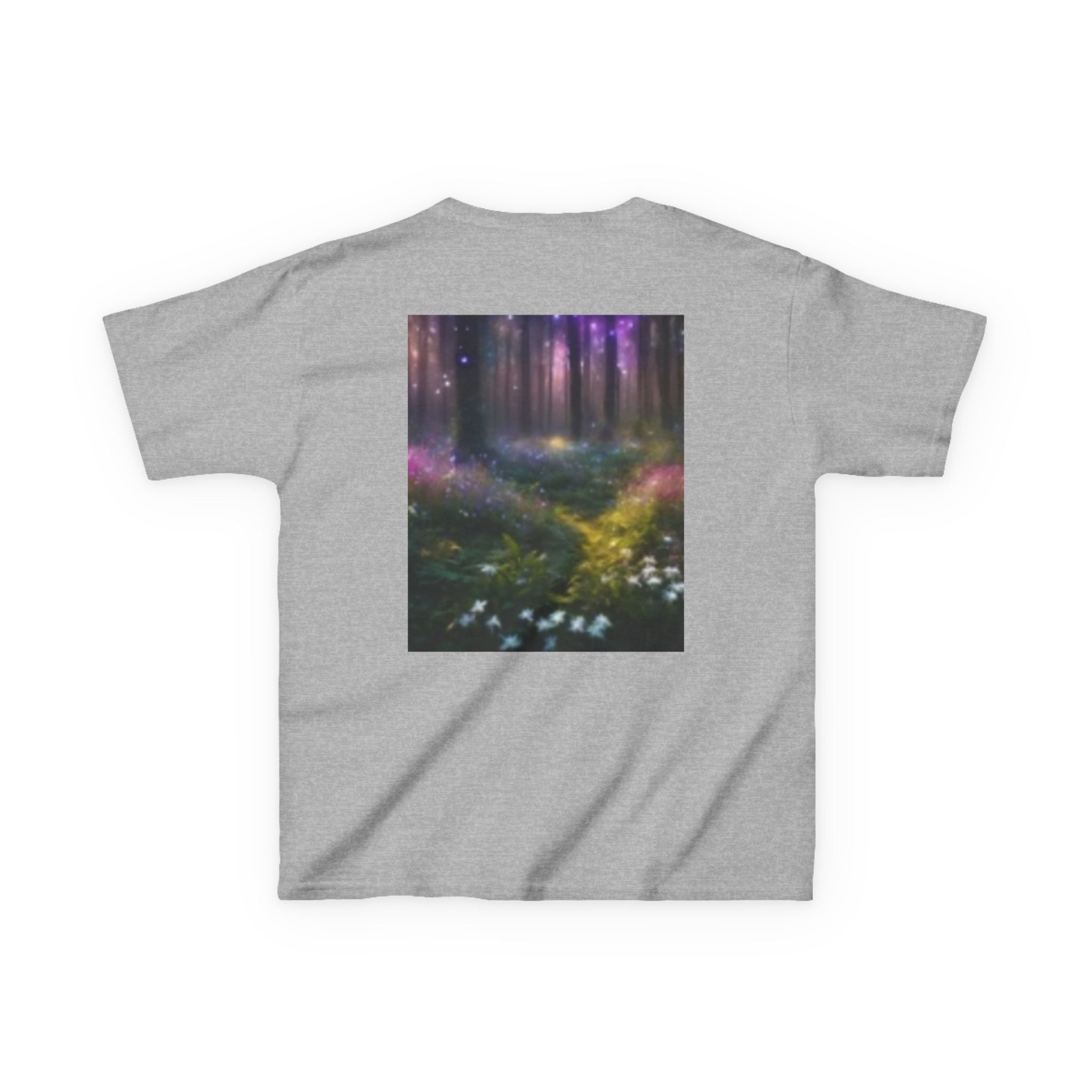 Kids T-shirt— Cute Frankenstein Face Front & Enchanted Forest Back
