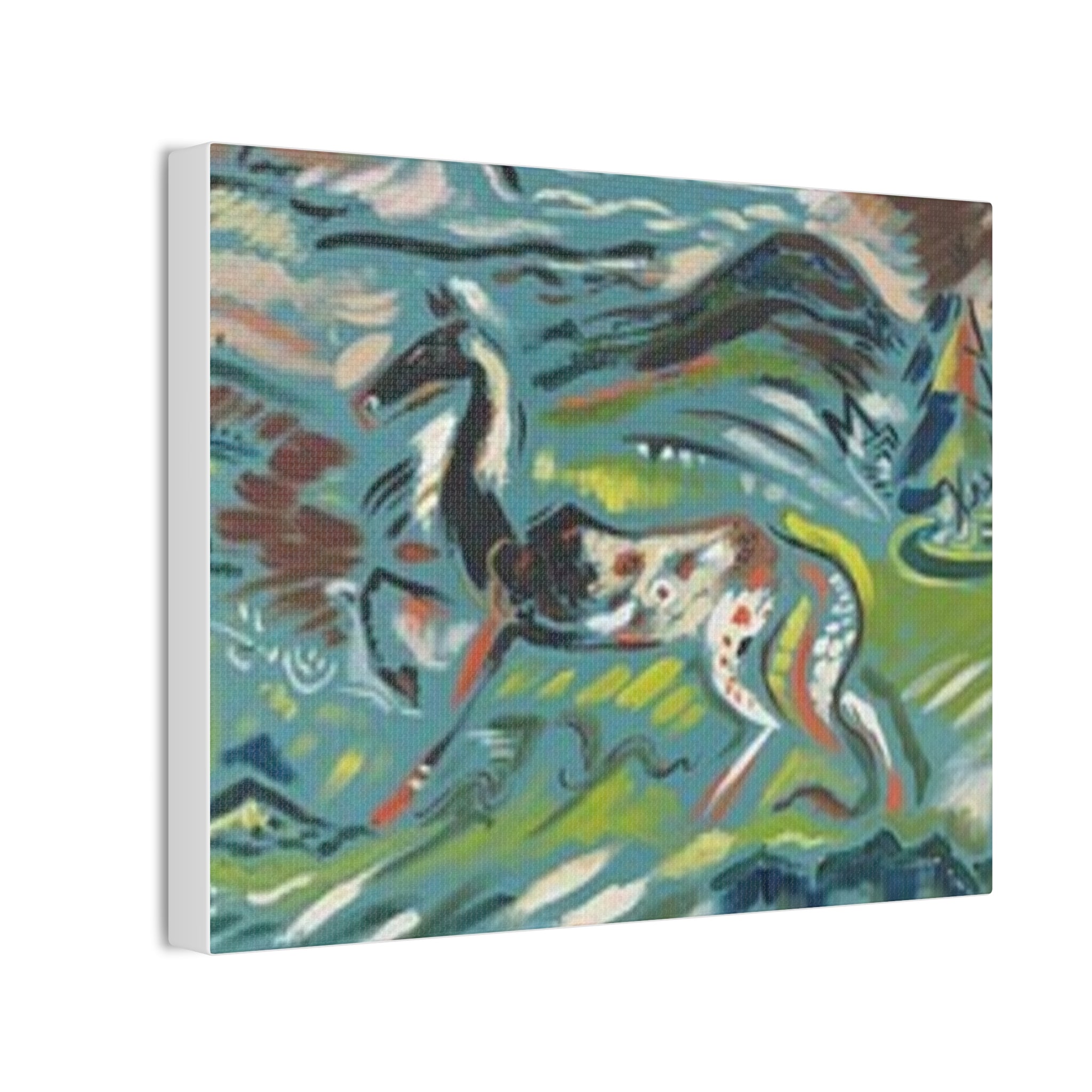 Abstract Horse Canvas Print — Colorful Surreal Animal Art on Stretched Canvas