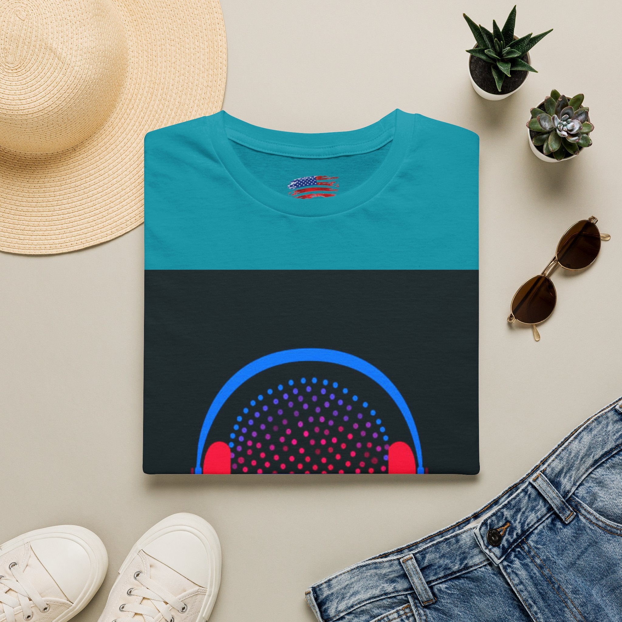 Unisex Softstyle T-Shirt Man wearing earphones skeleton shooting the bird