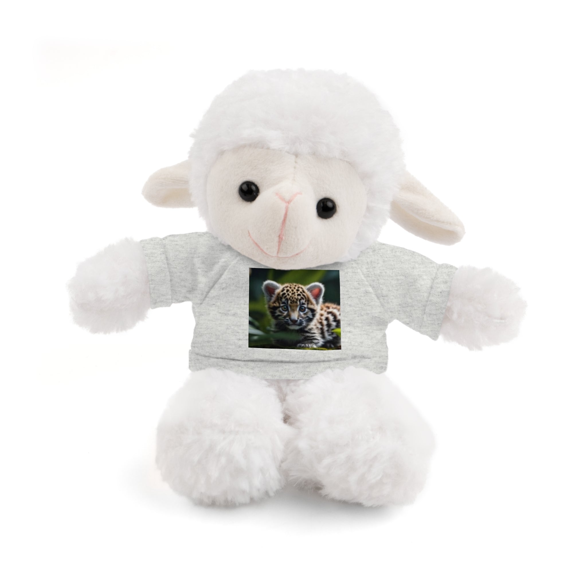 Plush Teddy Bear with Leopard Cub Tee — Cute Animal Gift for Kids & Wildlife Lovers