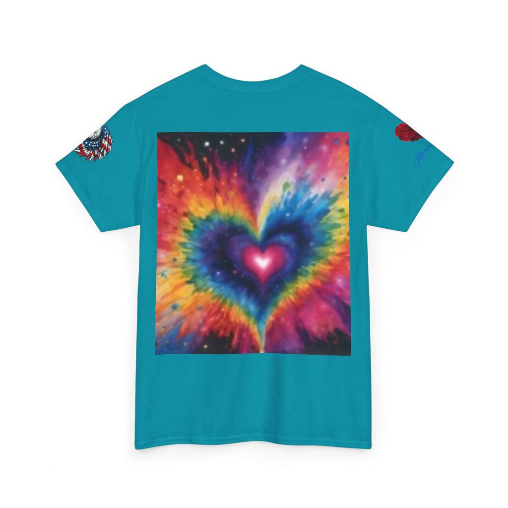 Mary Jordan Colorful Animal Print Patriotic Heart T-shirt