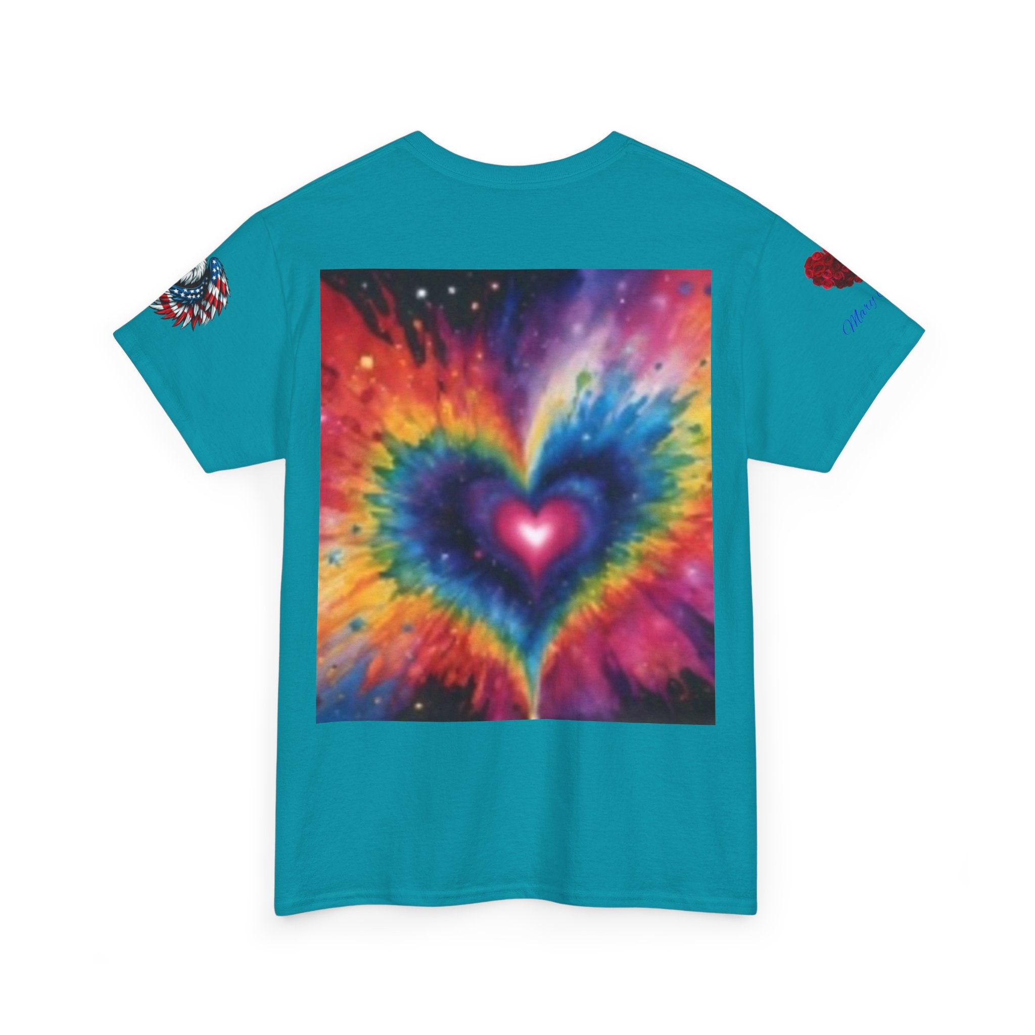 Mary Jordan Colorful Animal Print Patriotic Heart T-shirt