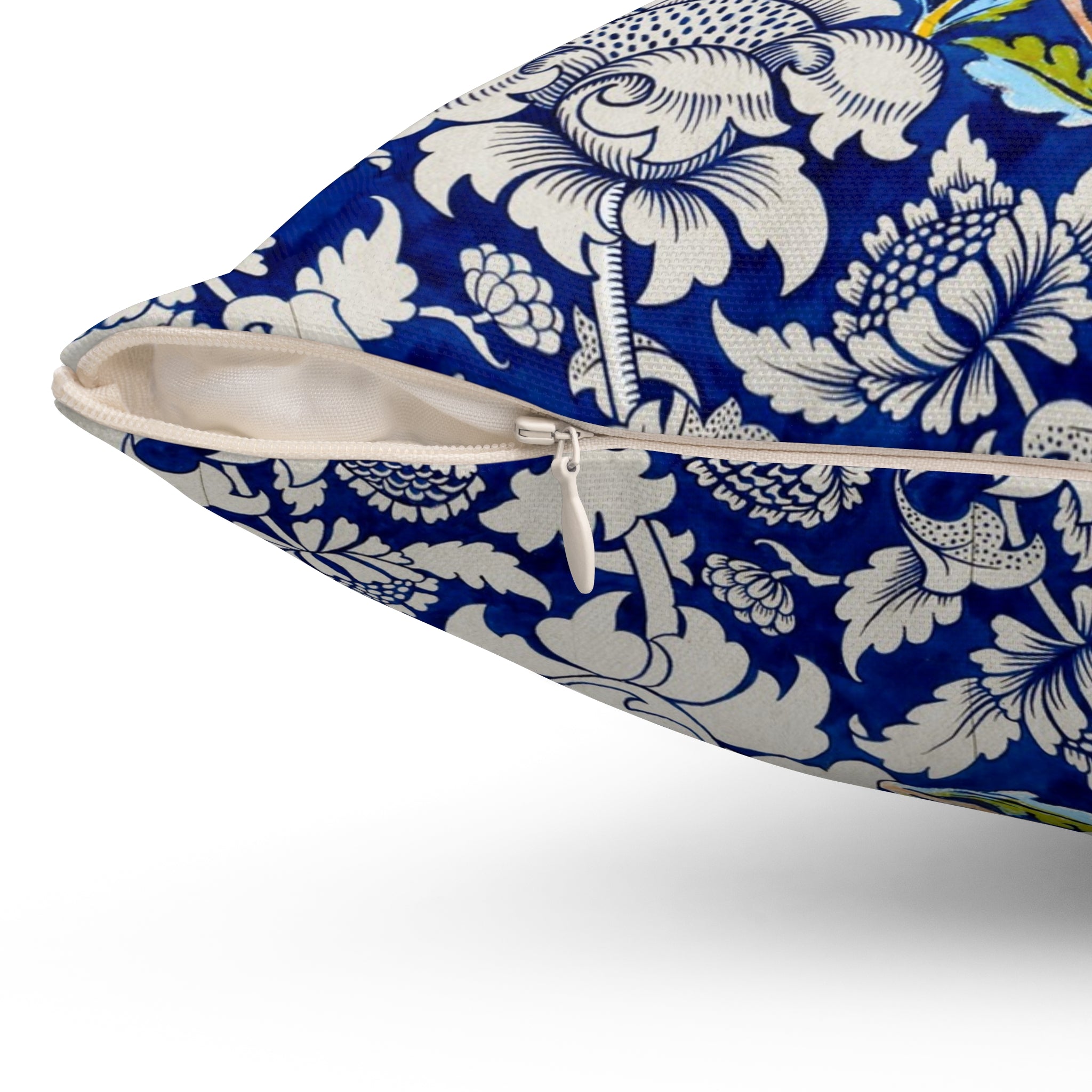 Floral William Morris–Style Navy Decorative Pillow