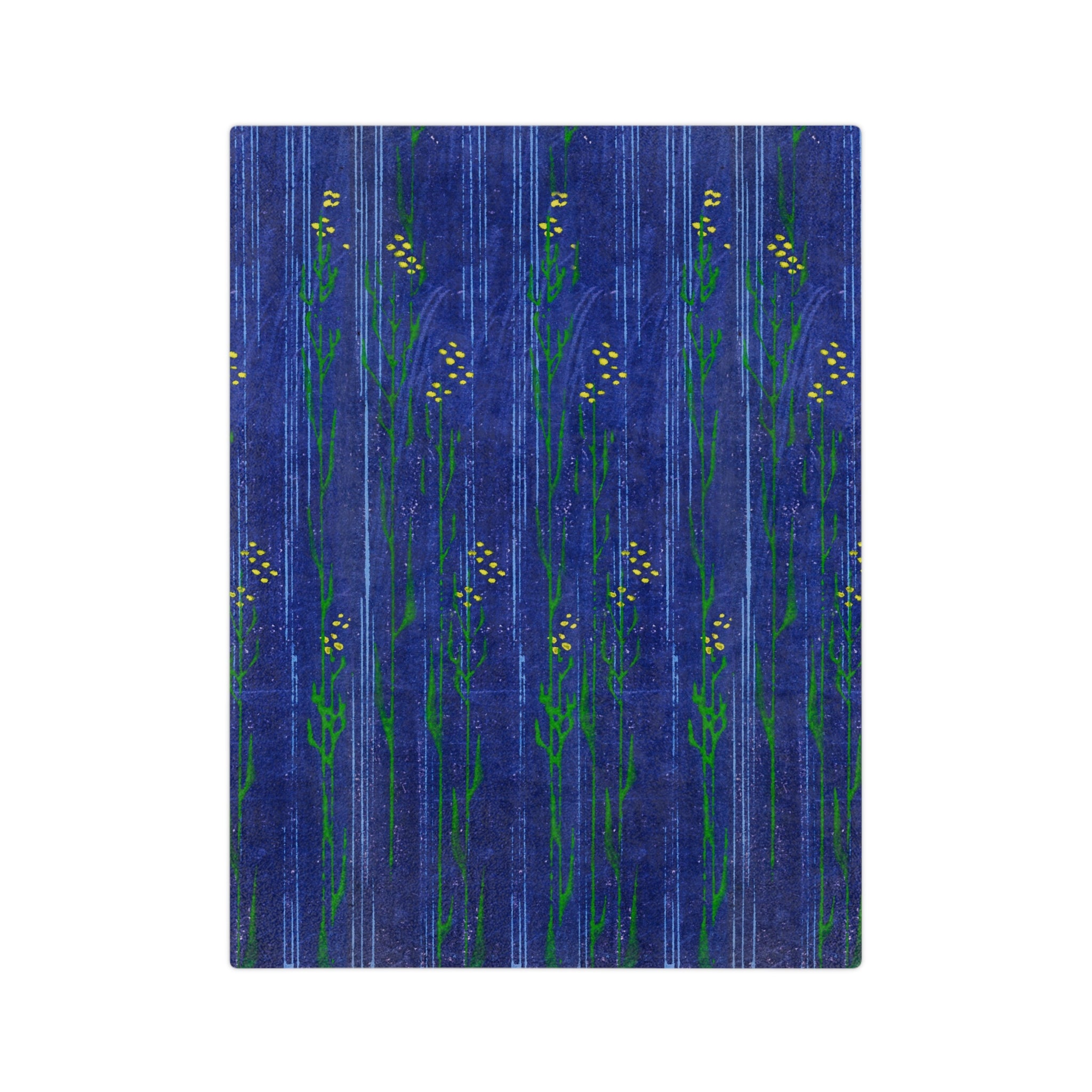 Blue Floral Velveteen Microfiber Blanket — Cozy Botanical Throw