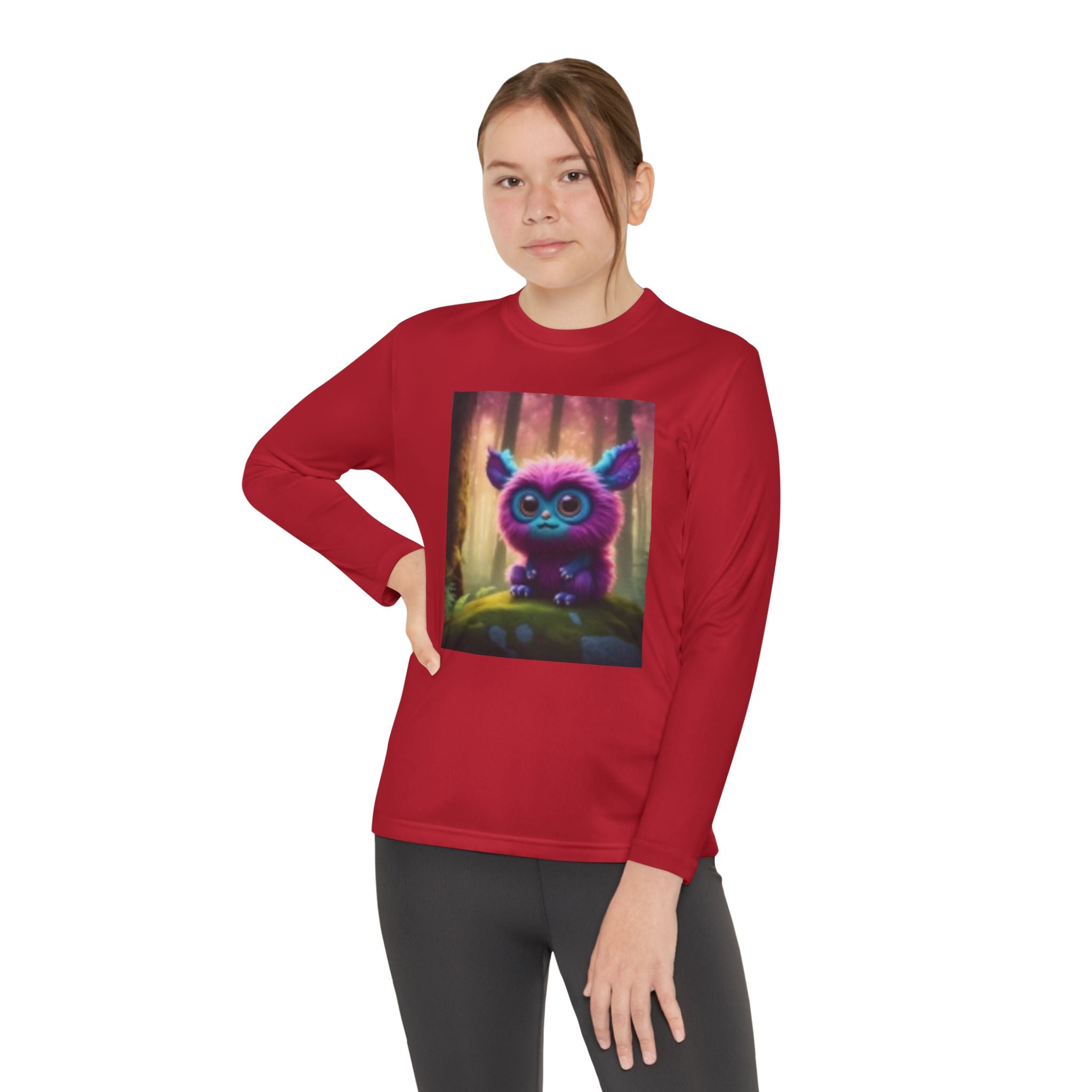 Youth Long Sleeve Tee – Cute Neon Forest Creature Graphic