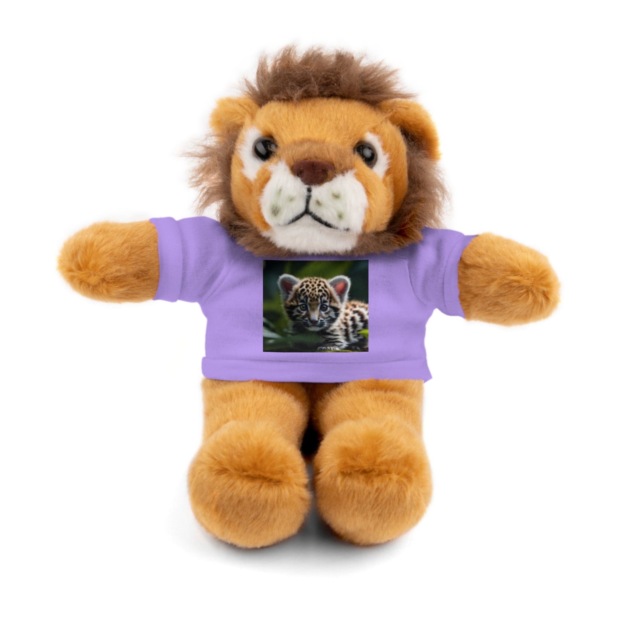 Plush Teddy Bear with Leopard Cub Tee — Cute Animal Gift for Kids & Wildlife Lovers