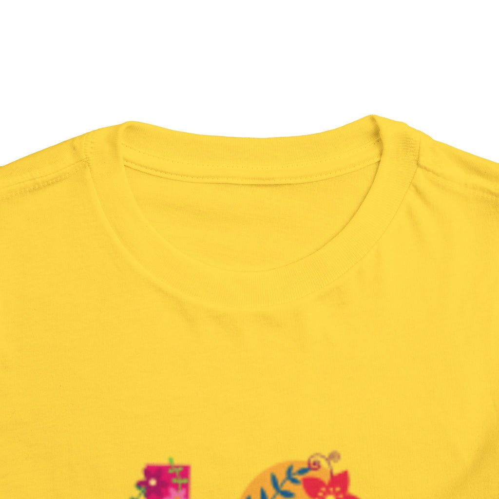 LOVE Floral Toddler T-shirt — Colorful Heart Handprint Kids Shirt