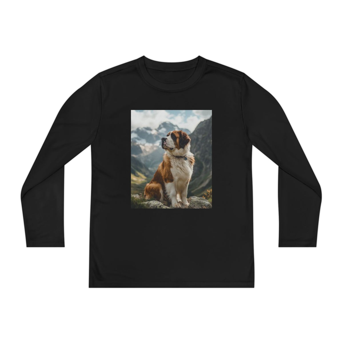 Youth Long Sleeve Tee — St. Bernard Mountain Dog Print