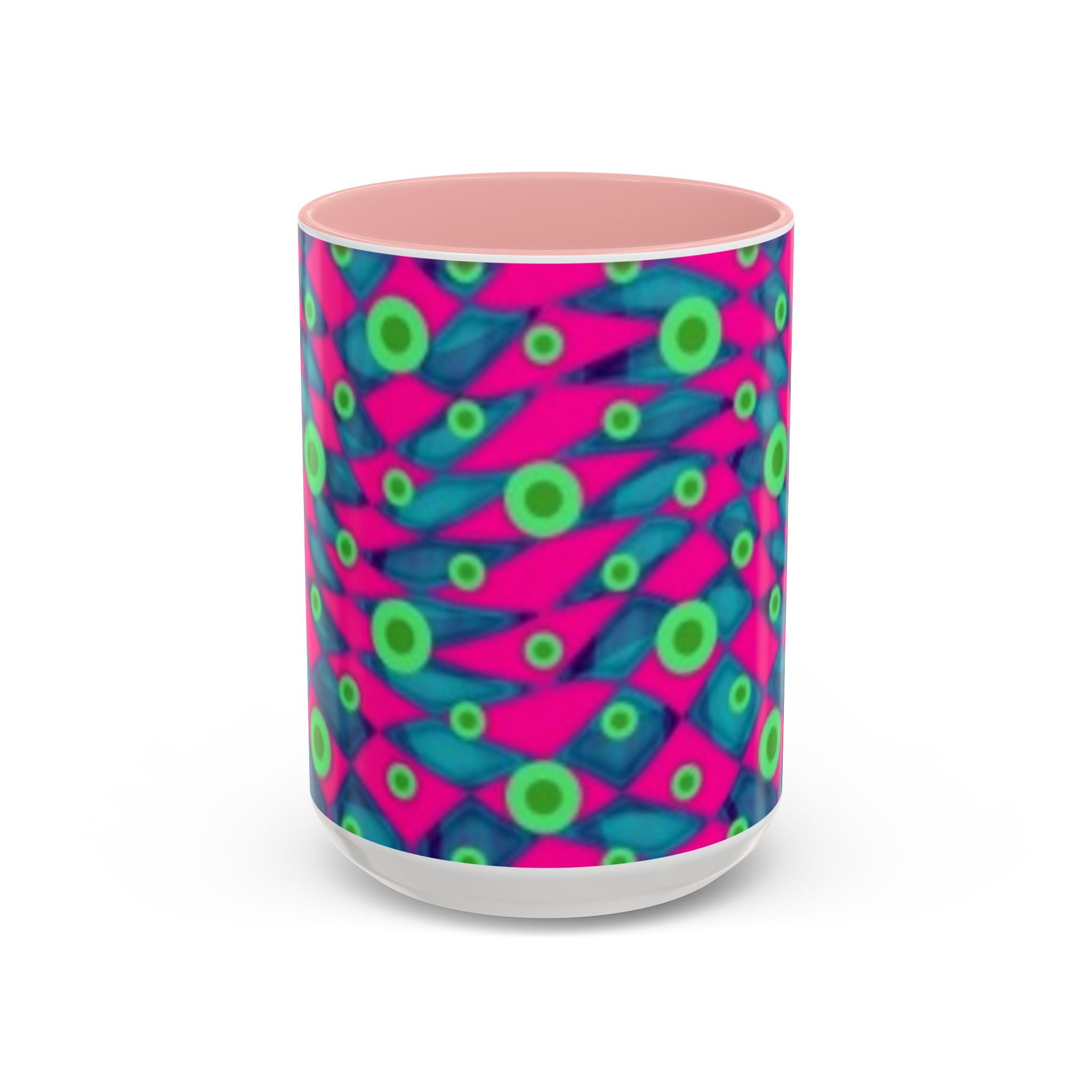 Abstract Neon Pattern Coffee Mug — Vibrant Retro Geometric Accent Mug (11/15oz)