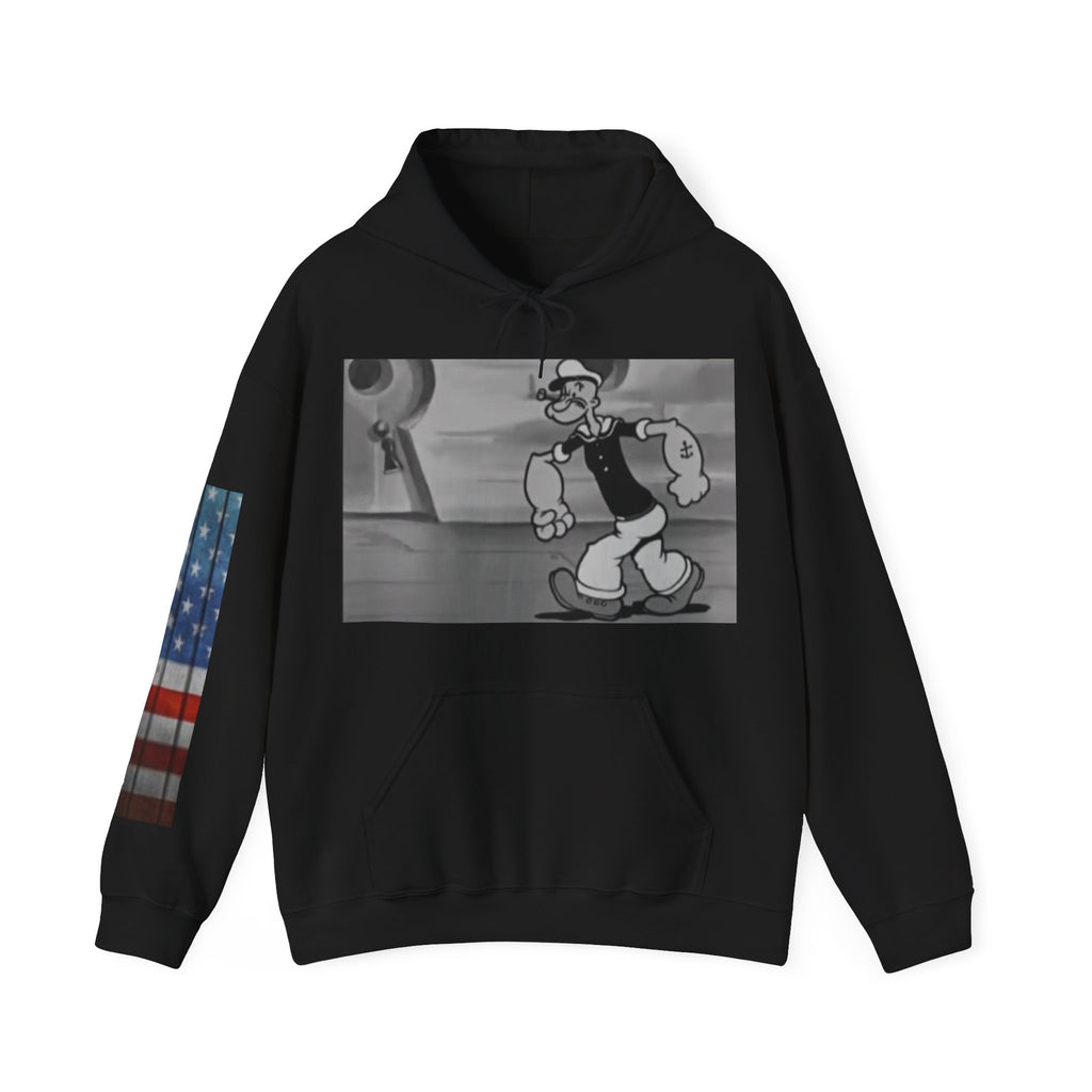 Popeye Vintage Cartoon & Colorful Forest Graphic Hoodie