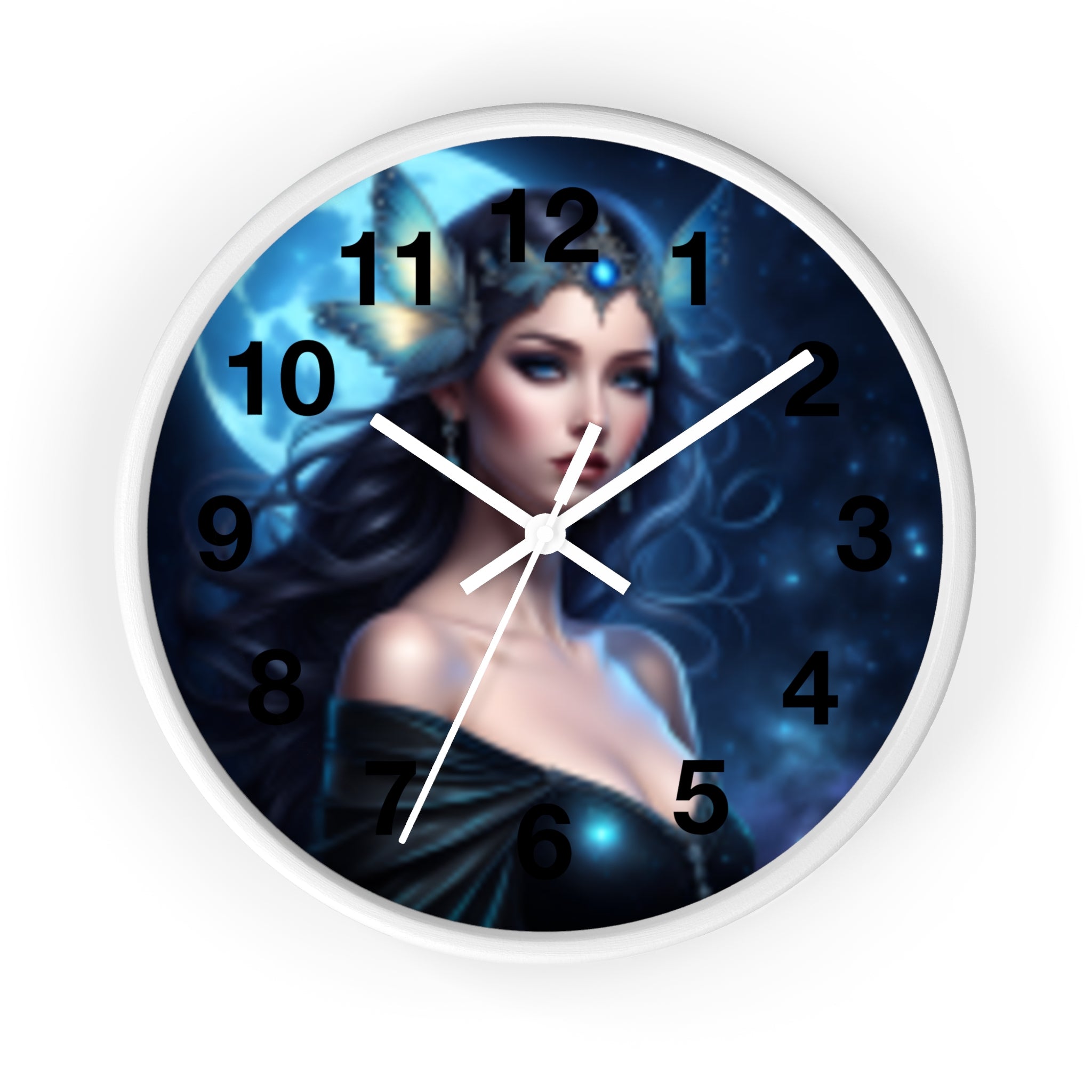 Moonlit Sorceress Wall Clock — Fantasy Goddess Decor