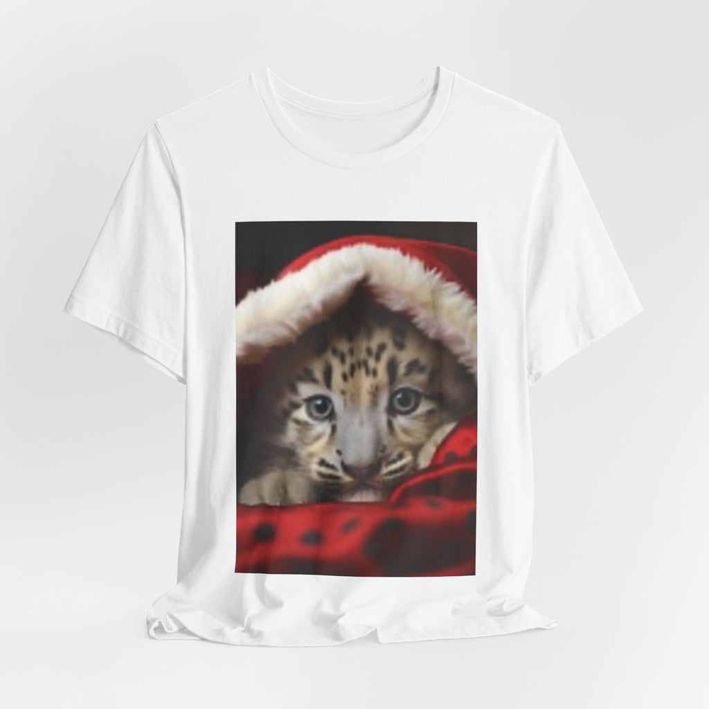 Christmas Snow Leopard Cub T-Shirt — Cute Holiday Cat Tee