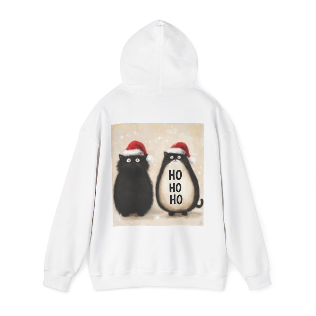Holiday Cat & Penguin Hoodie — Cute Christmas Cats in Santa Hats