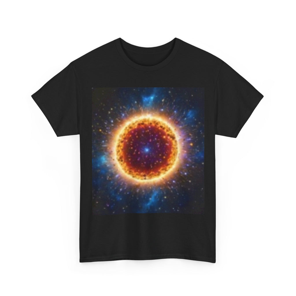 Cosmic Fire Halo Tee — Galaxy Sunburst Graphic T-Shirt