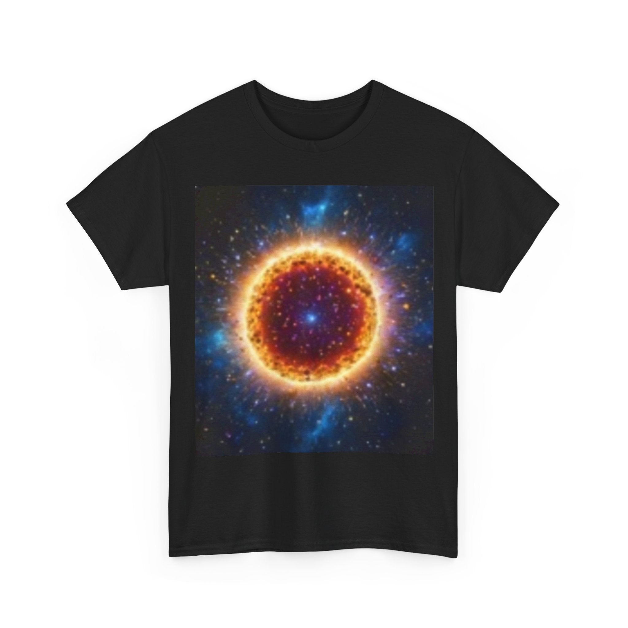 Cosmic Fire Halo Tee — Galaxy Sunburst Graphic T-Shirt