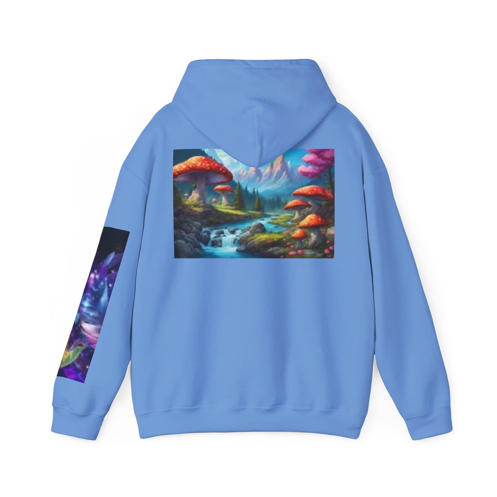 Fantasy Mushroom Landscape Hoodie — Psychedelic Forest Art Pullover