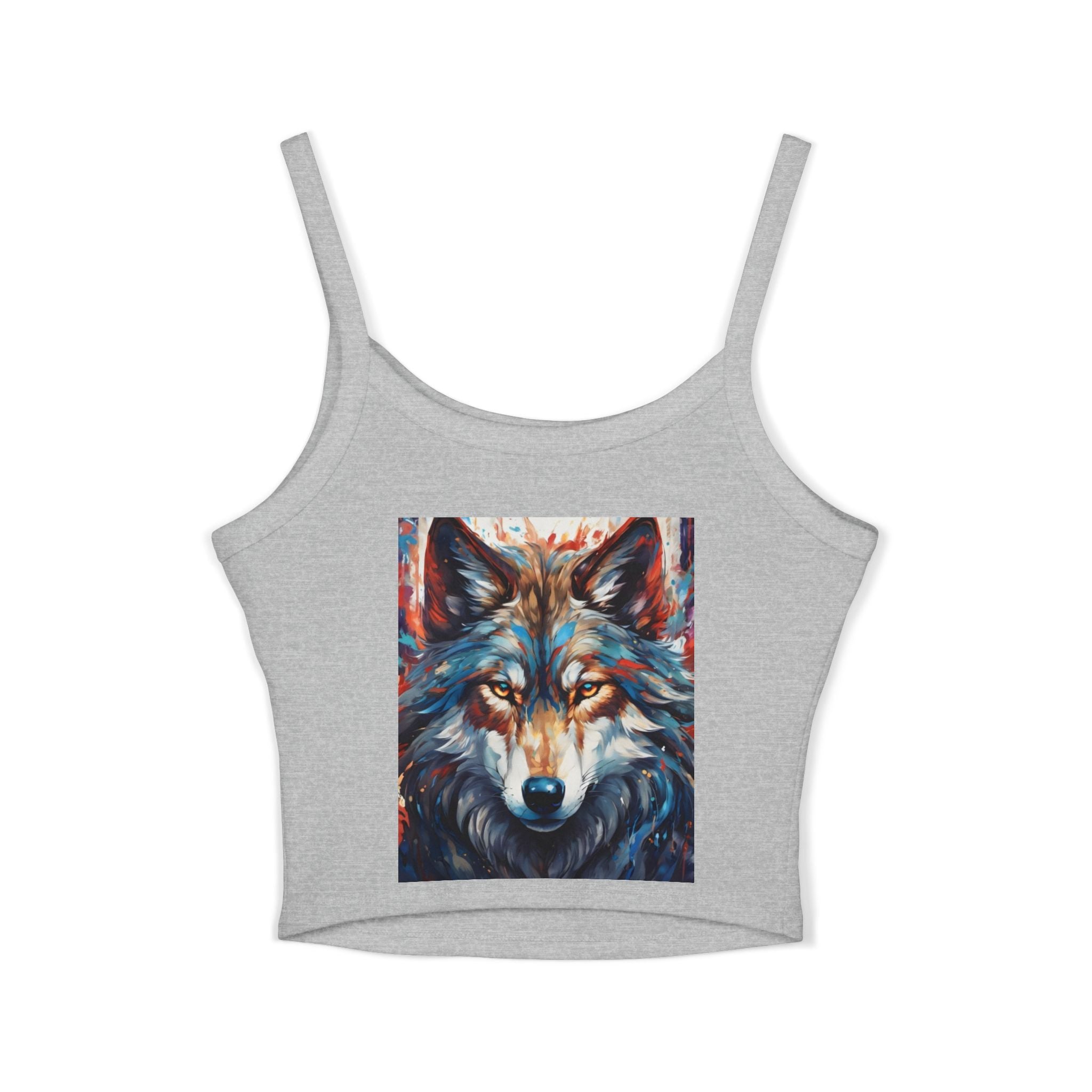 Wolf Spirit Crop Tank — Boho Native-Inspired Women's Spaghetti Strap Top