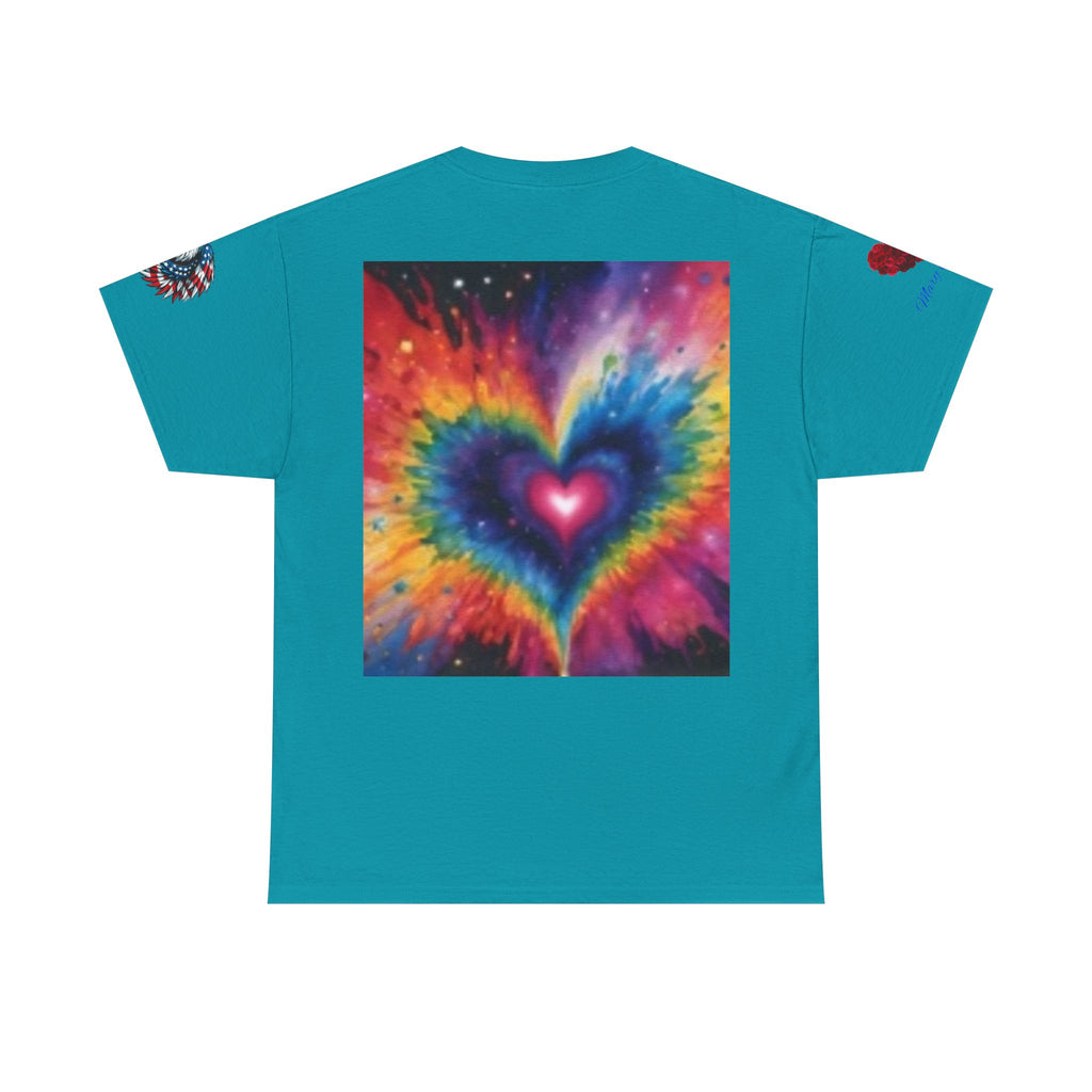 Mary Jordan Colorful Animal Print Patriotic Heart T-shirt