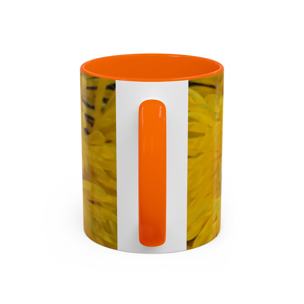 Yellow Chrysanthemum Accent Coffee Mug — Floral 11/15oz Tea Cup