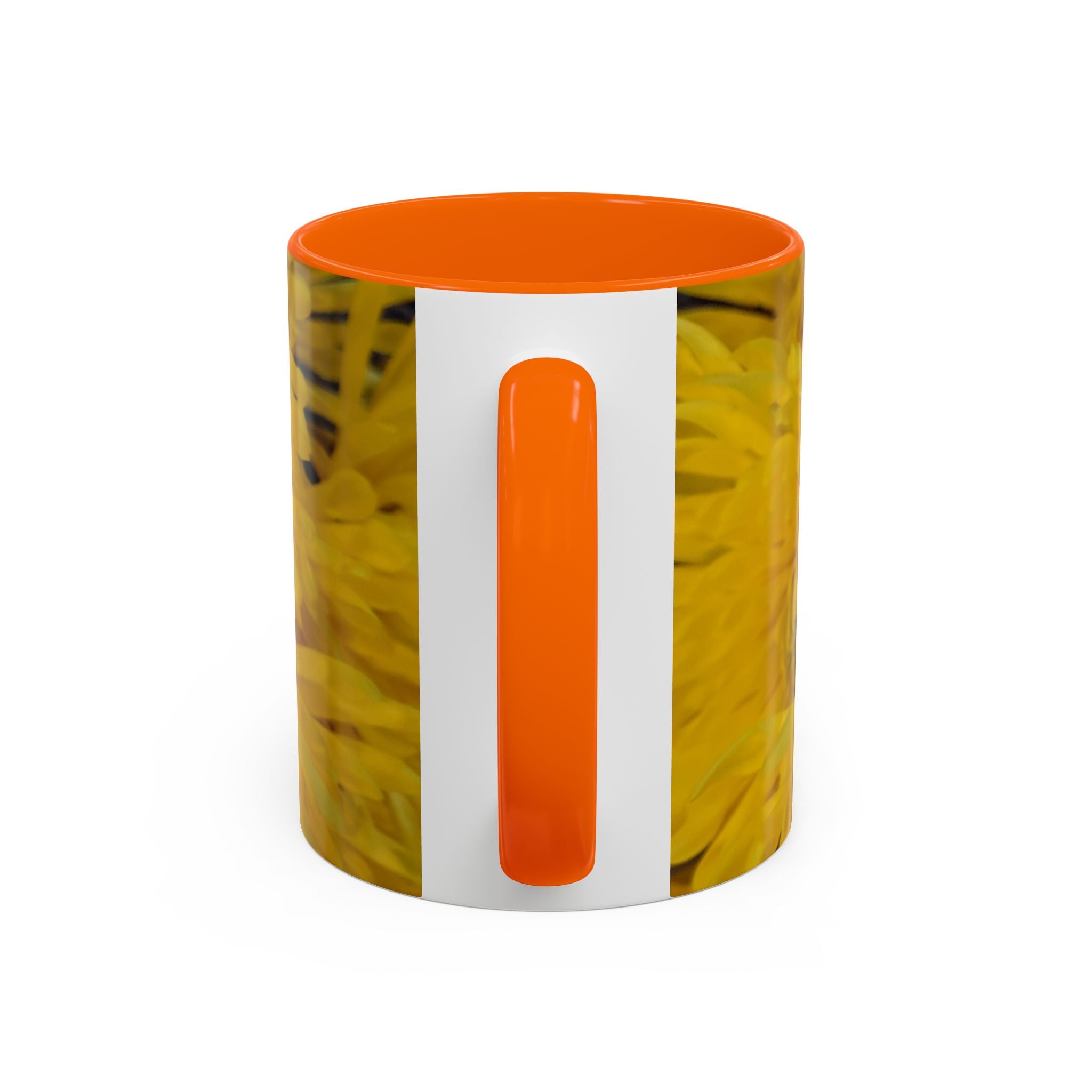 Yellow Chrysanthemum Accent Coffee Mug — Floral 11/15oz Tea Cup