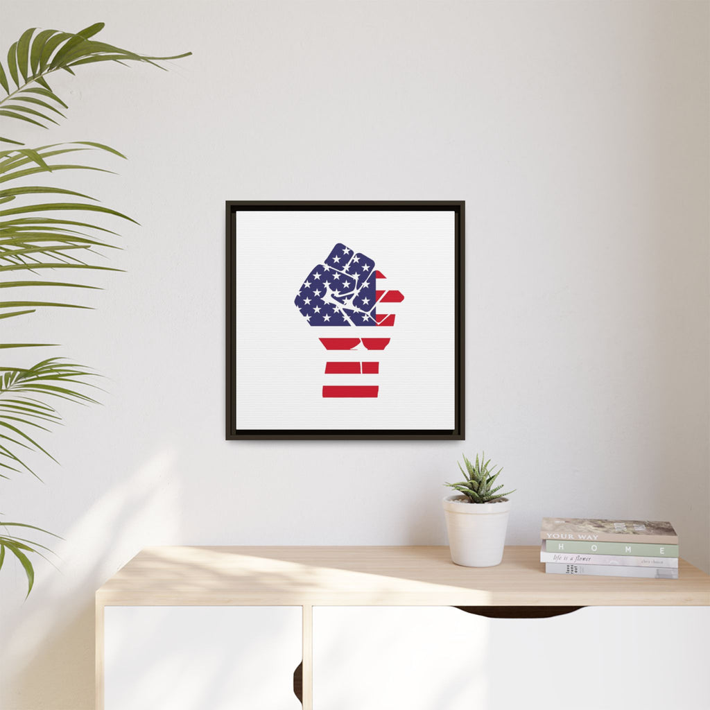 Framed Canvas Print – American Flag Fist Wall Art