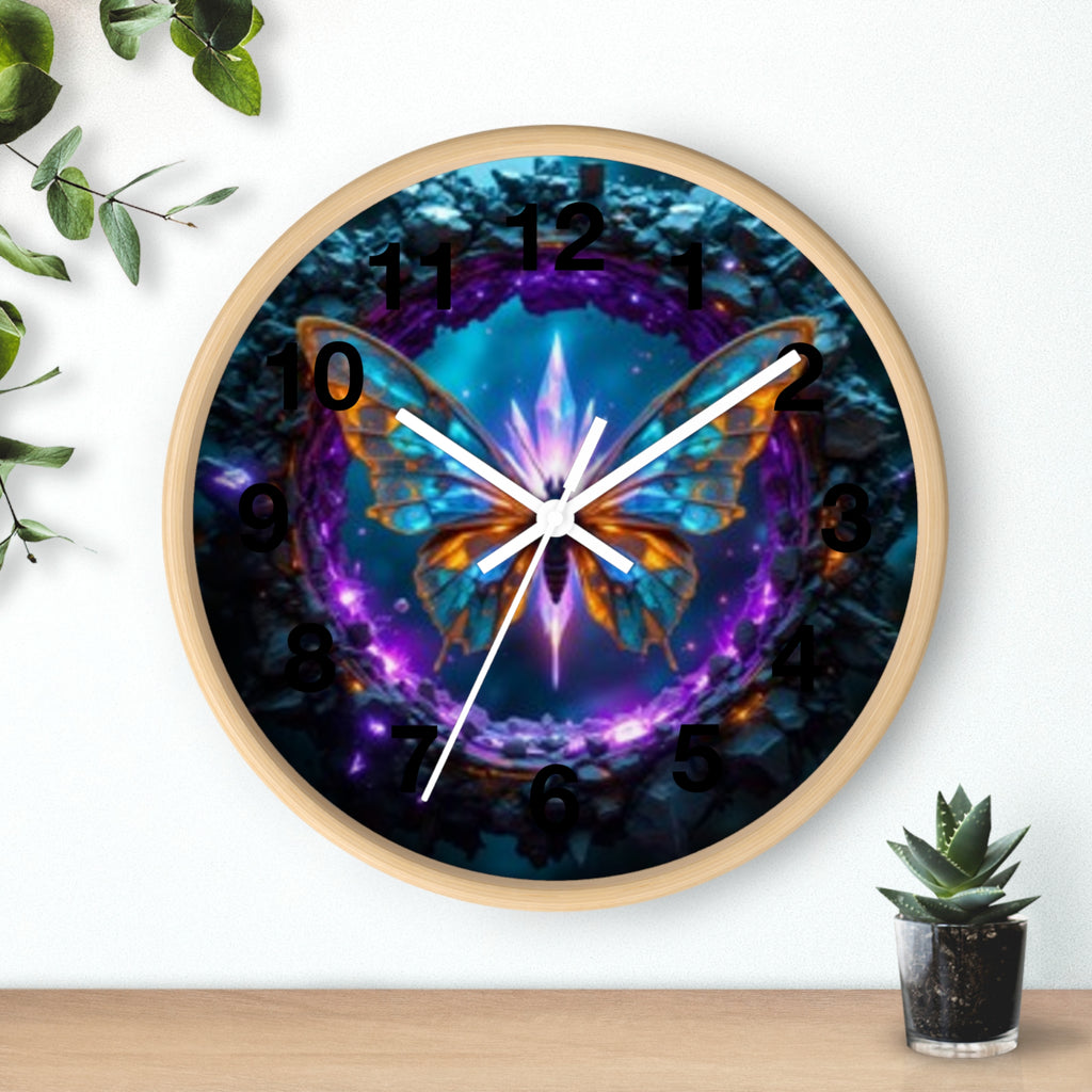 Mystic Butterfly Wall Clock — Neon Fantasy Home Decor