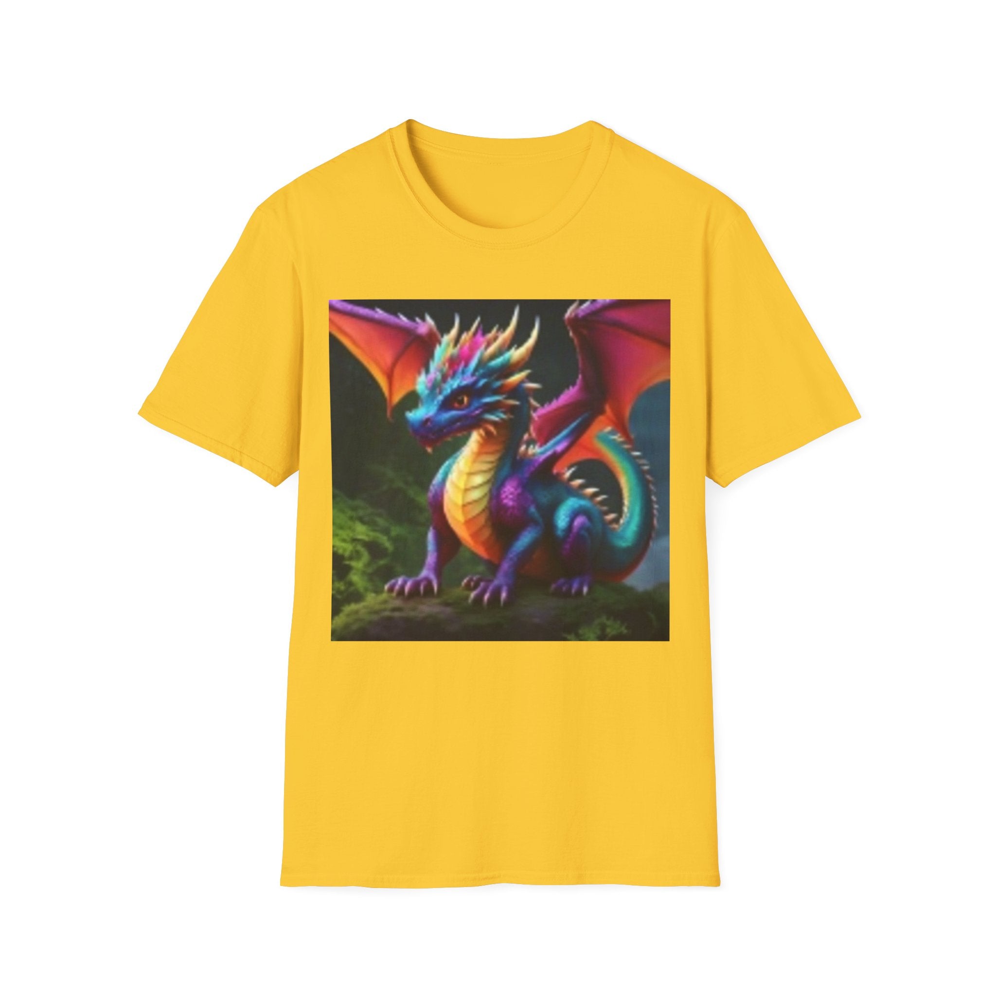 Colorful Fantasy Dragon T-Shirt — Vibrant Rainbow Baby Dragon Graphic Tee