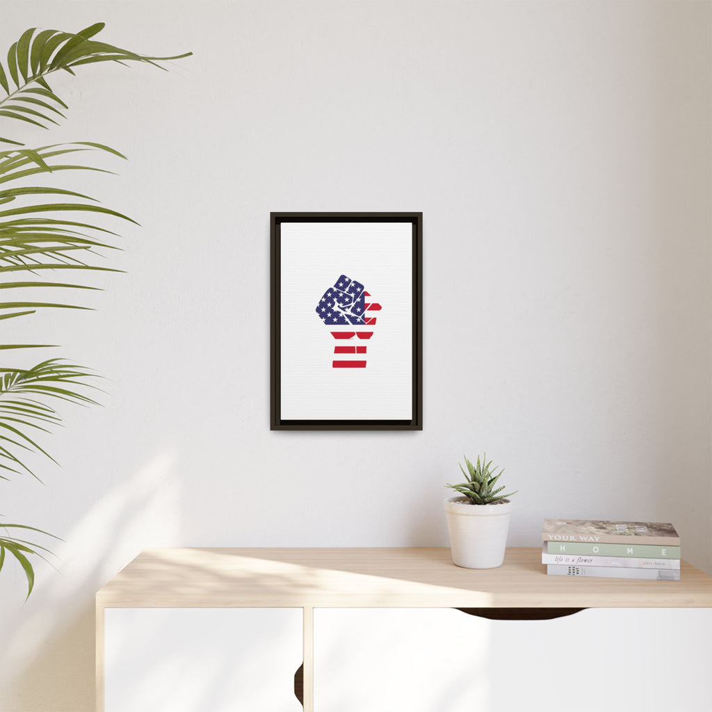Framed Canvas Print – American Flag Fist Wall Art