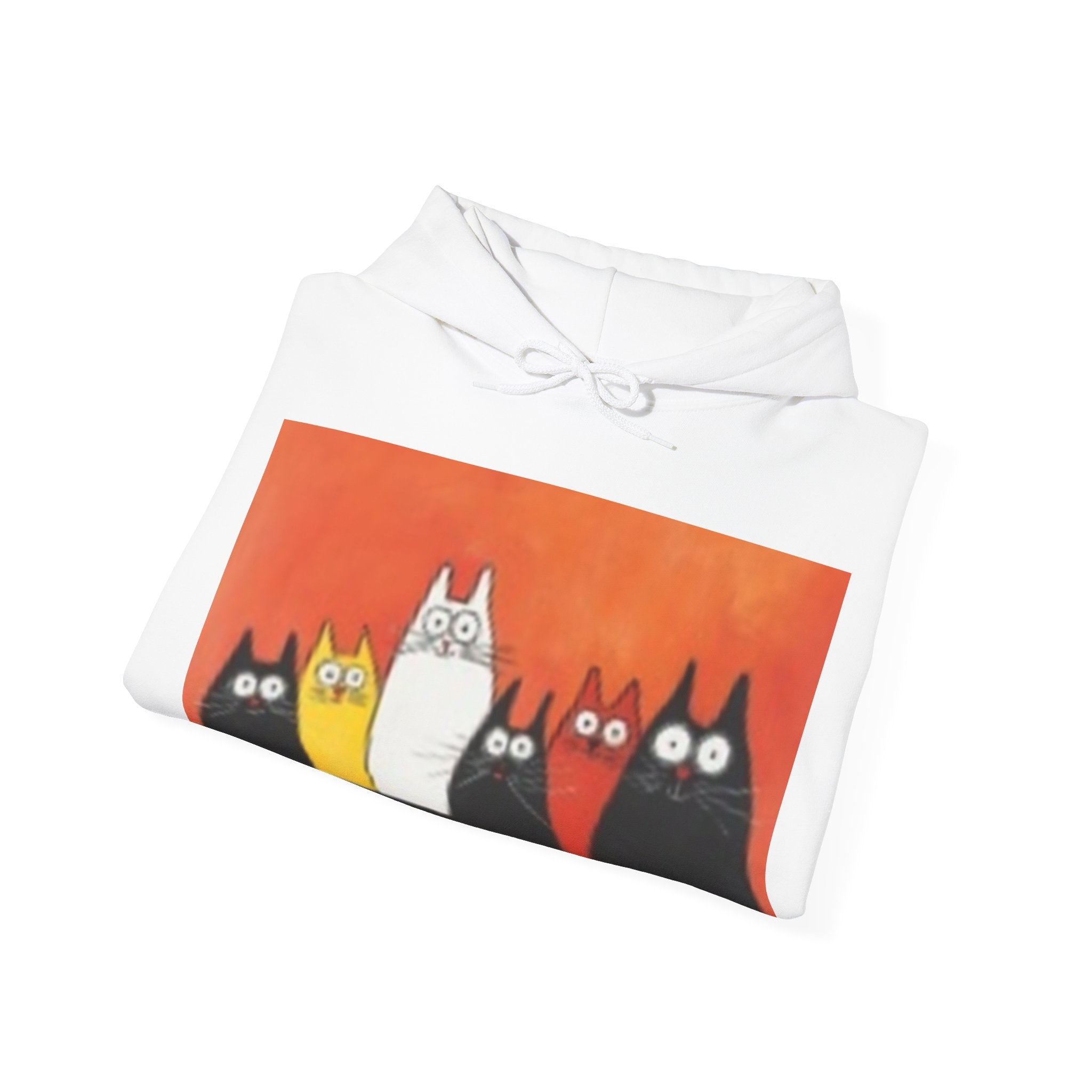 Cat Crew Hoodie — Colorful Curious Cats Graphic Sweatshirt