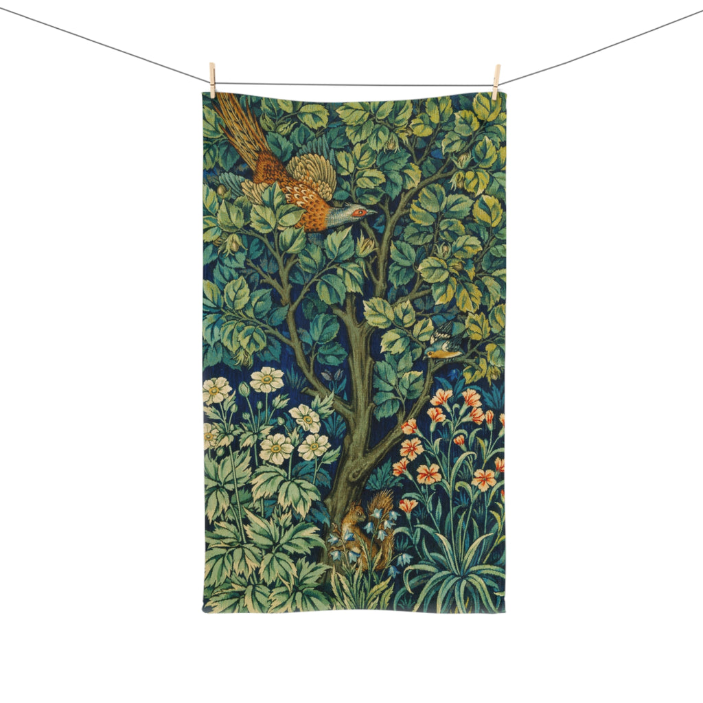 William Morris Botanical Pheasant Hand Towel – Vintage Floral Kitchen Towel