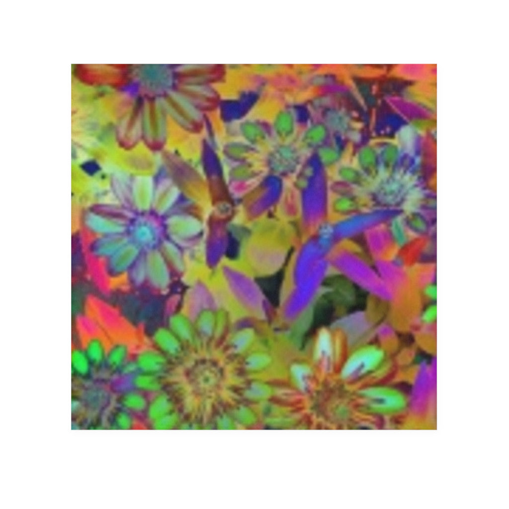 Psychedelic Floral Face Towel — Neon Rainbow Daisy Print