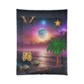 Tropical Moonlit Comforter - Surreal Beach Scene with Palm, Moon & Sea Creatures