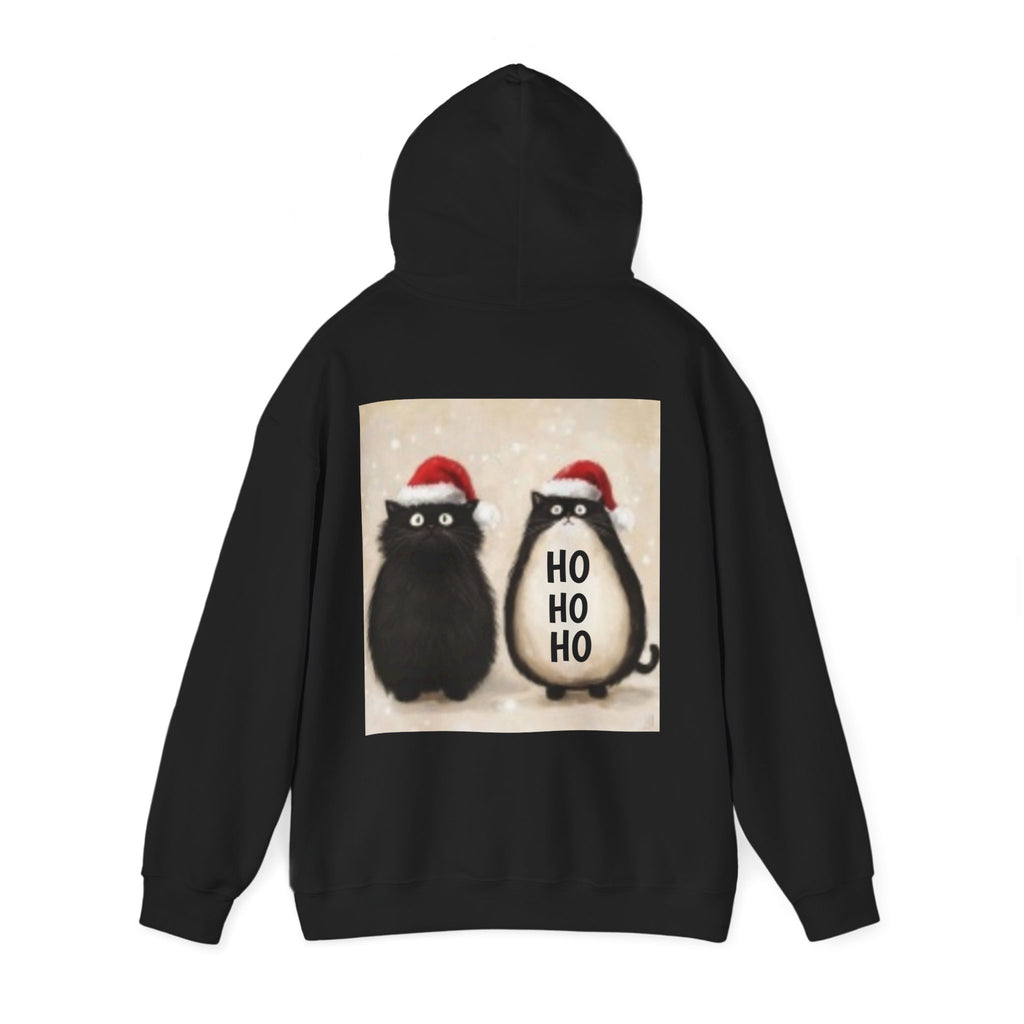 Holiday Cat & Penguin Hoodie — Cute Christmas Cats in Santa Hats