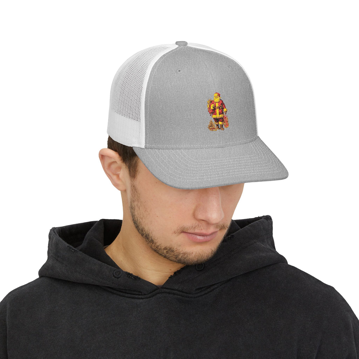 Santa Claus Embroidered Trucker Cap — Retro Holiday Snapback Hat