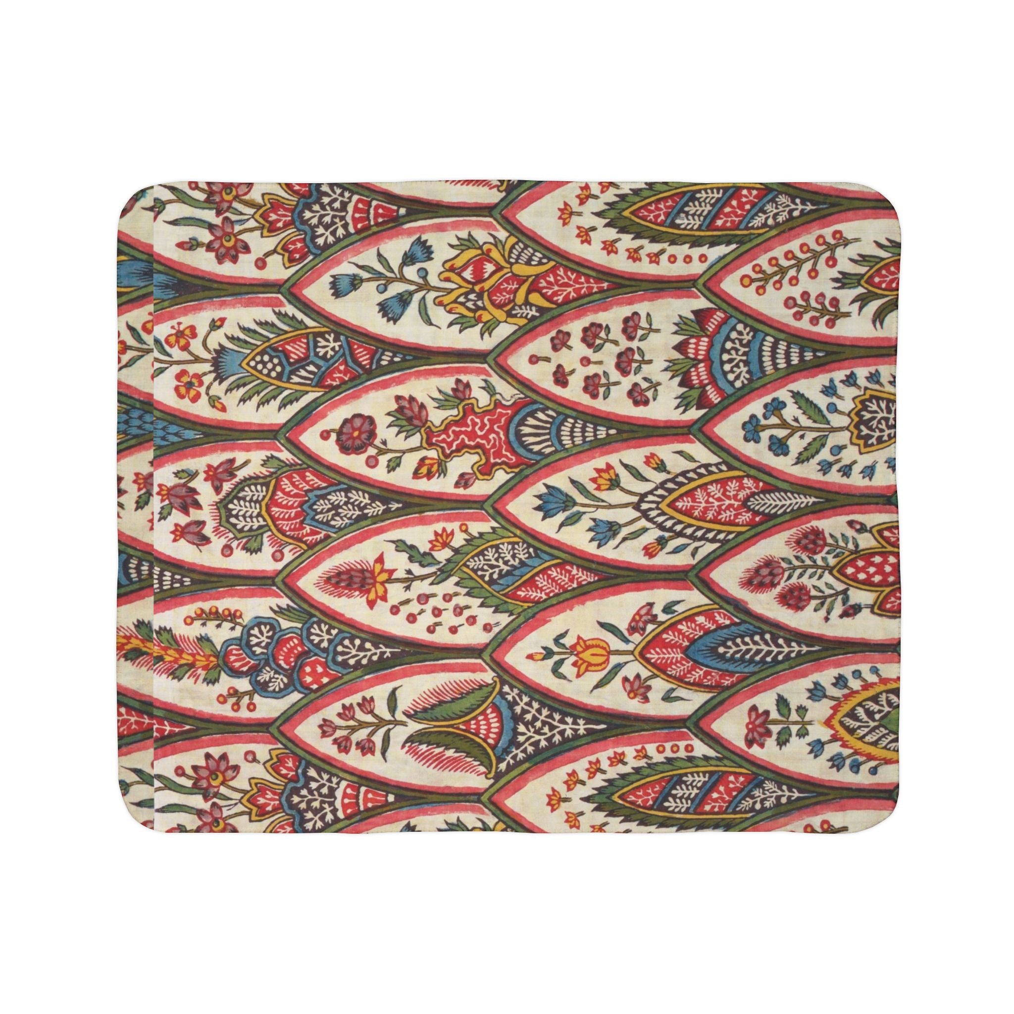 Boho Leaf Pattern Sherpa Blanket — Cozy Earth-Tone Fleece Throw