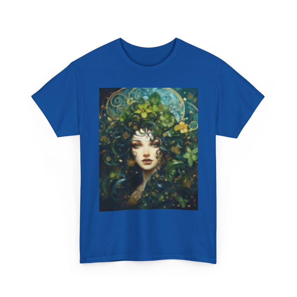 Mystic Forest Goddess T‑Shirt — Ethereal Moon & Floral Portrait Tee