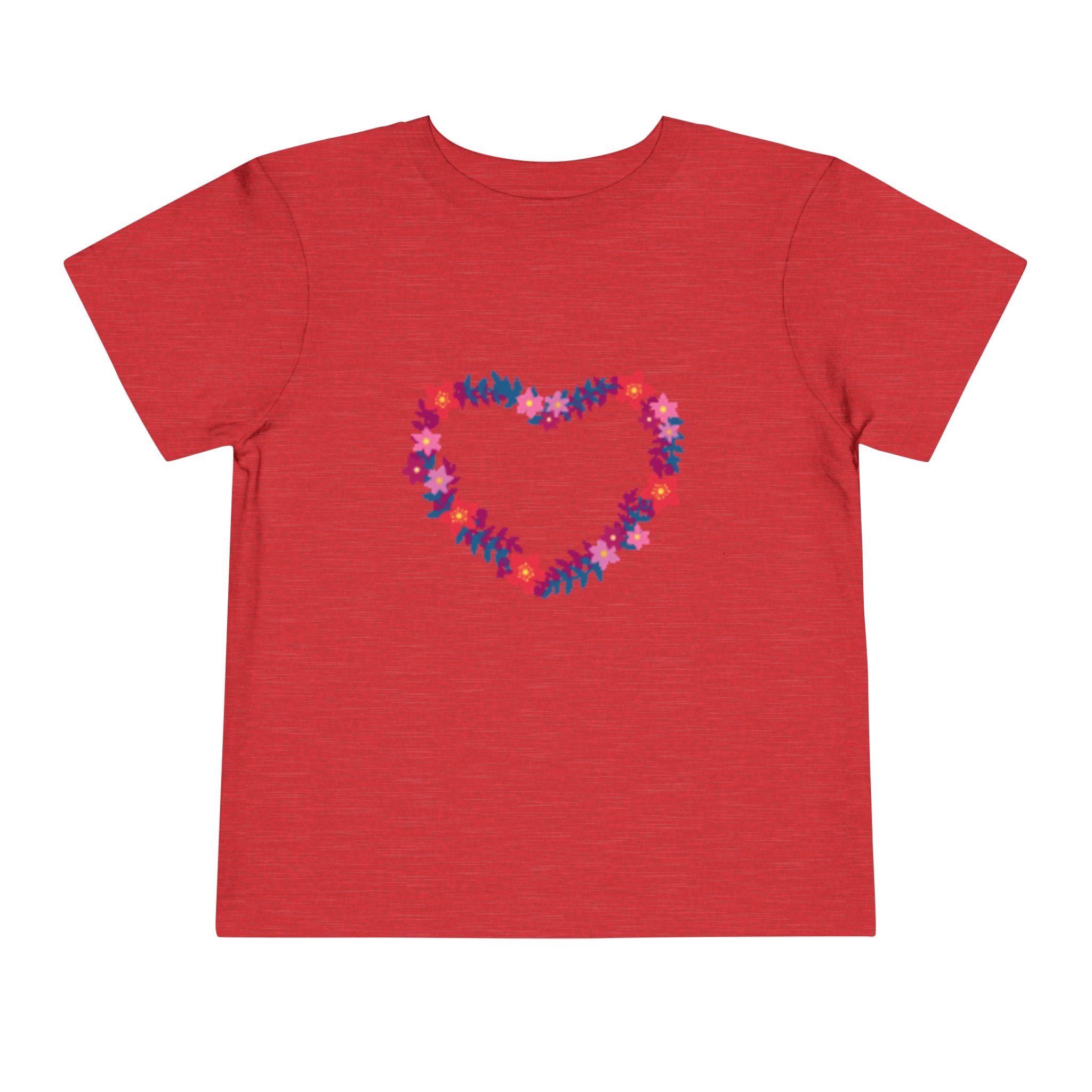 Toddler Tee — Floral Heart Graphic Kids' Short Sleeve Shirt