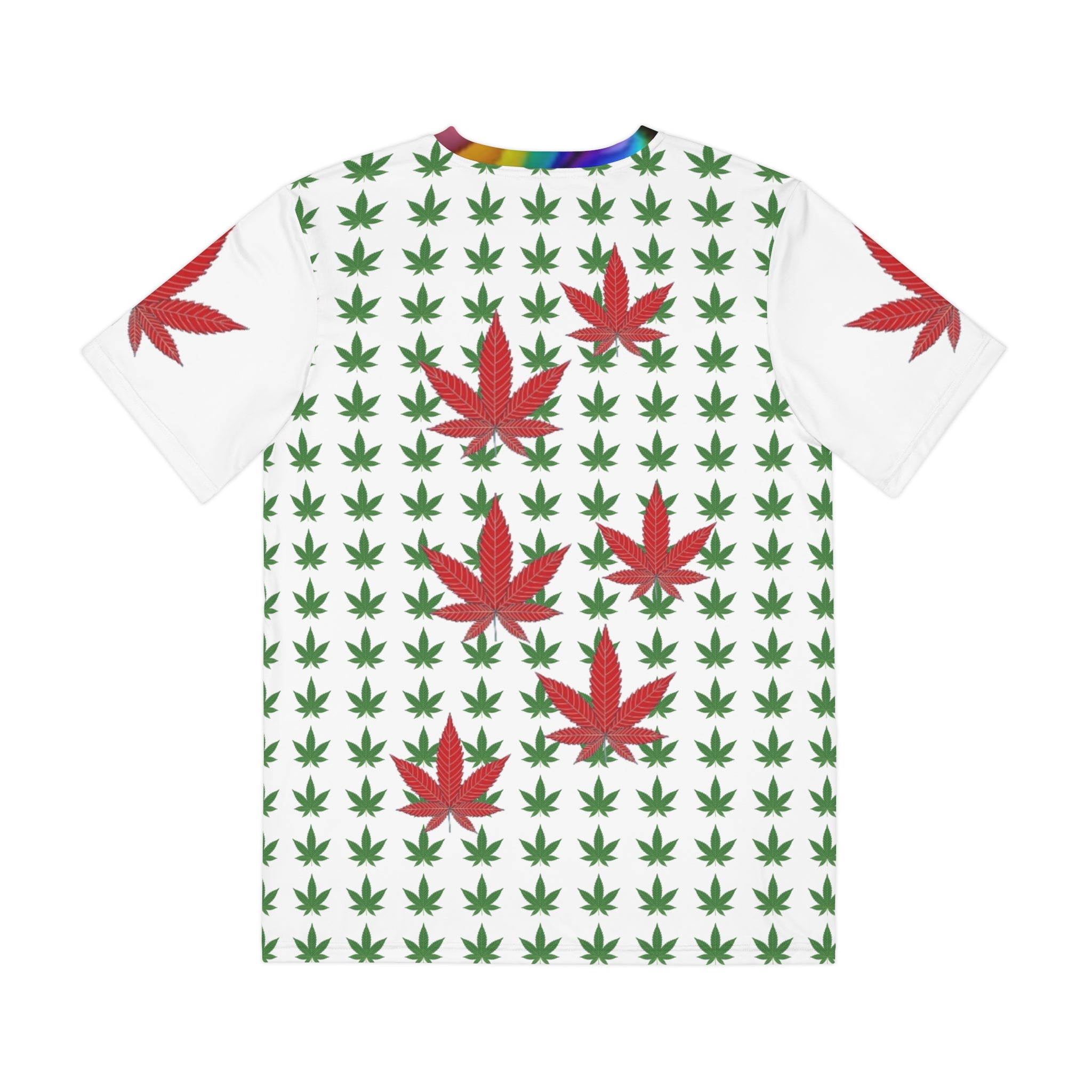 Marijuana Leaf Pattern Men's T-shirt – Green & Red Cannabis Pjamas Work Shopping