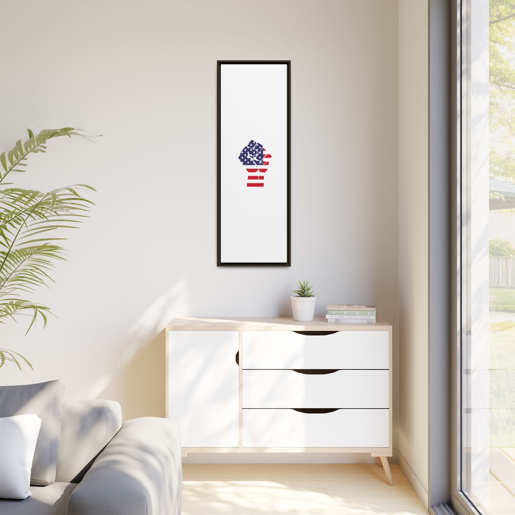 Framed Canvas Print – American Flag Fist Wall Art