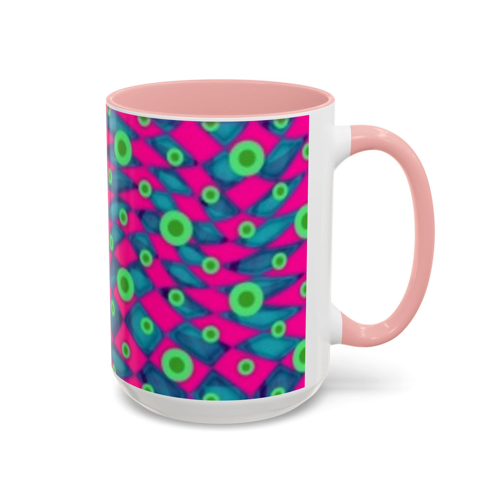 Abstract Neon Pattern Coffee Mug — Vibrant Retro Geometric Accent Mug (11/15oz)