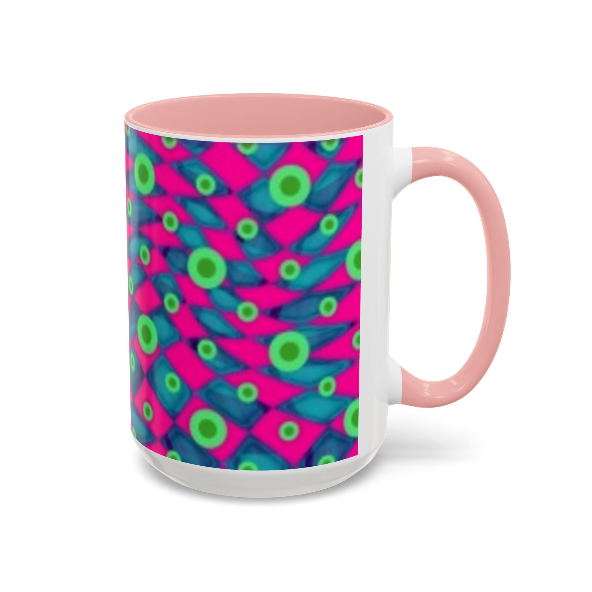 Abstract Neon Pattern Coffee Mug — Vibrant Retro Geometric Accent Mug (11/15oz)