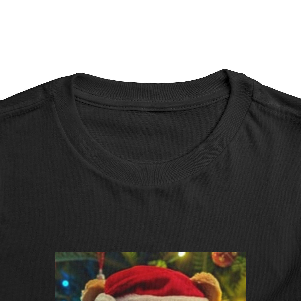 Toddler Tee — Christmas Teddy Bear with Santa Hat Holiday Shirt